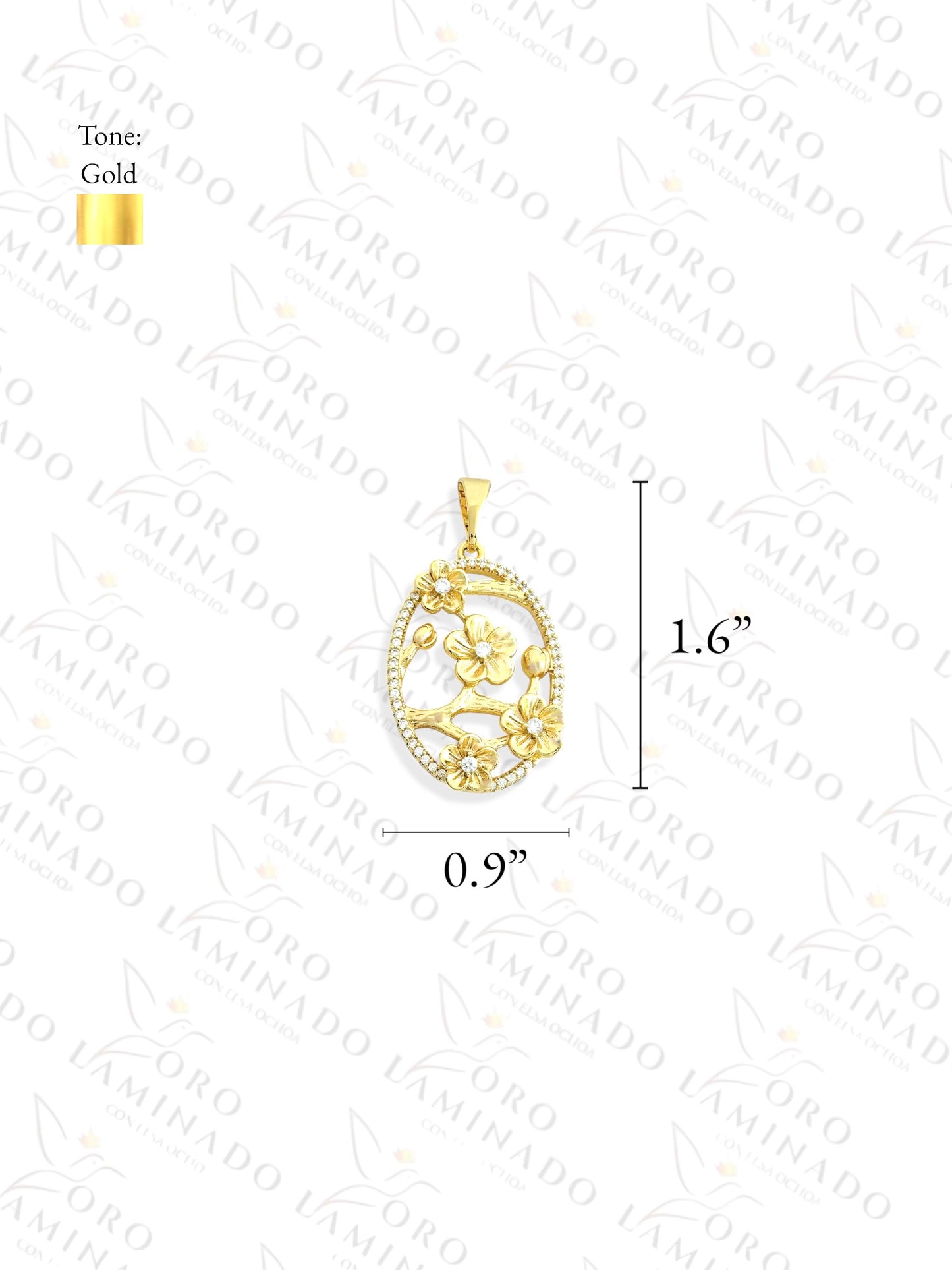 Gold Filled High Quality Oval Flower Pendant Y430