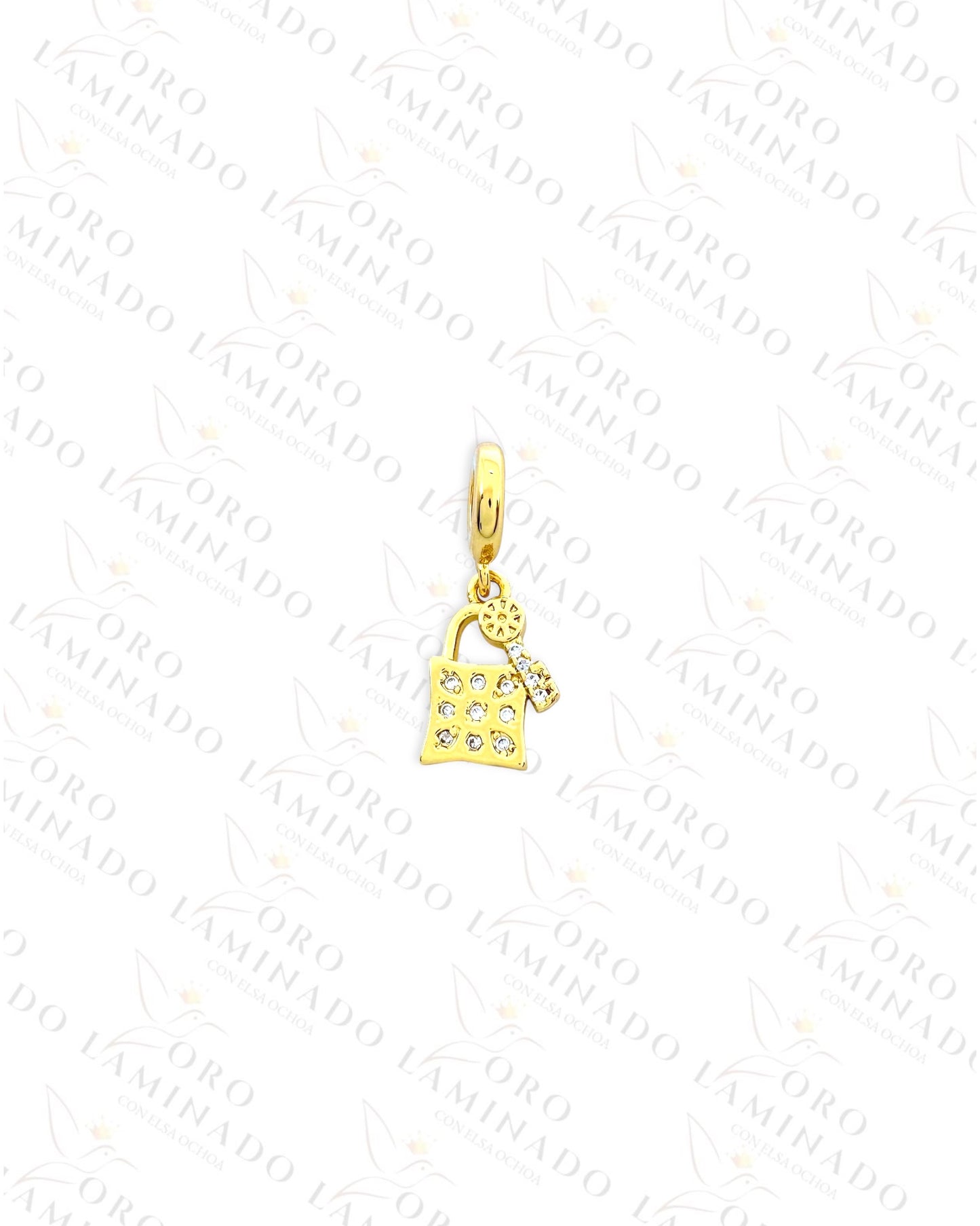 Sparkling Lock and Key Charm (Gold Filled) G156