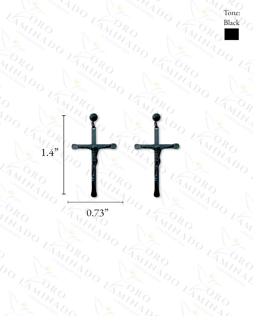 Stainless Steel Dark Cross Men Earrings Y449