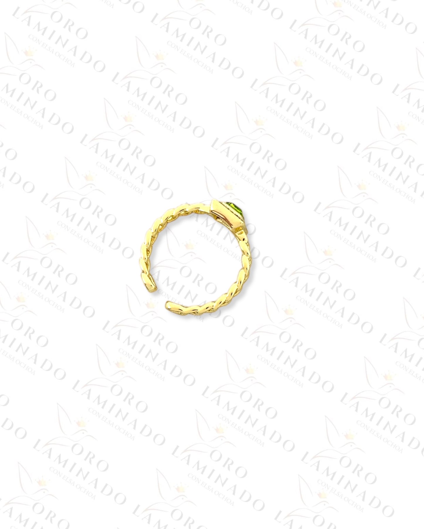 Adjustable Green Stone Ring (Gold Filled) R94