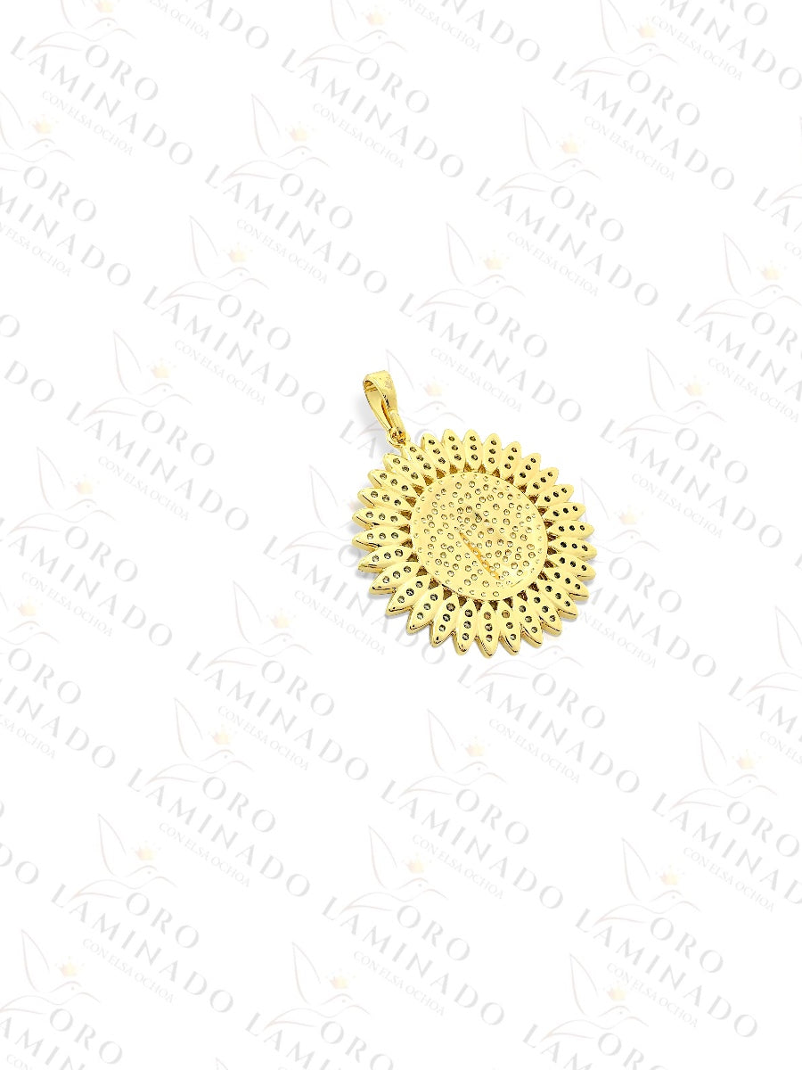 Gold Filled Virgin Mary Flower Pendant G18