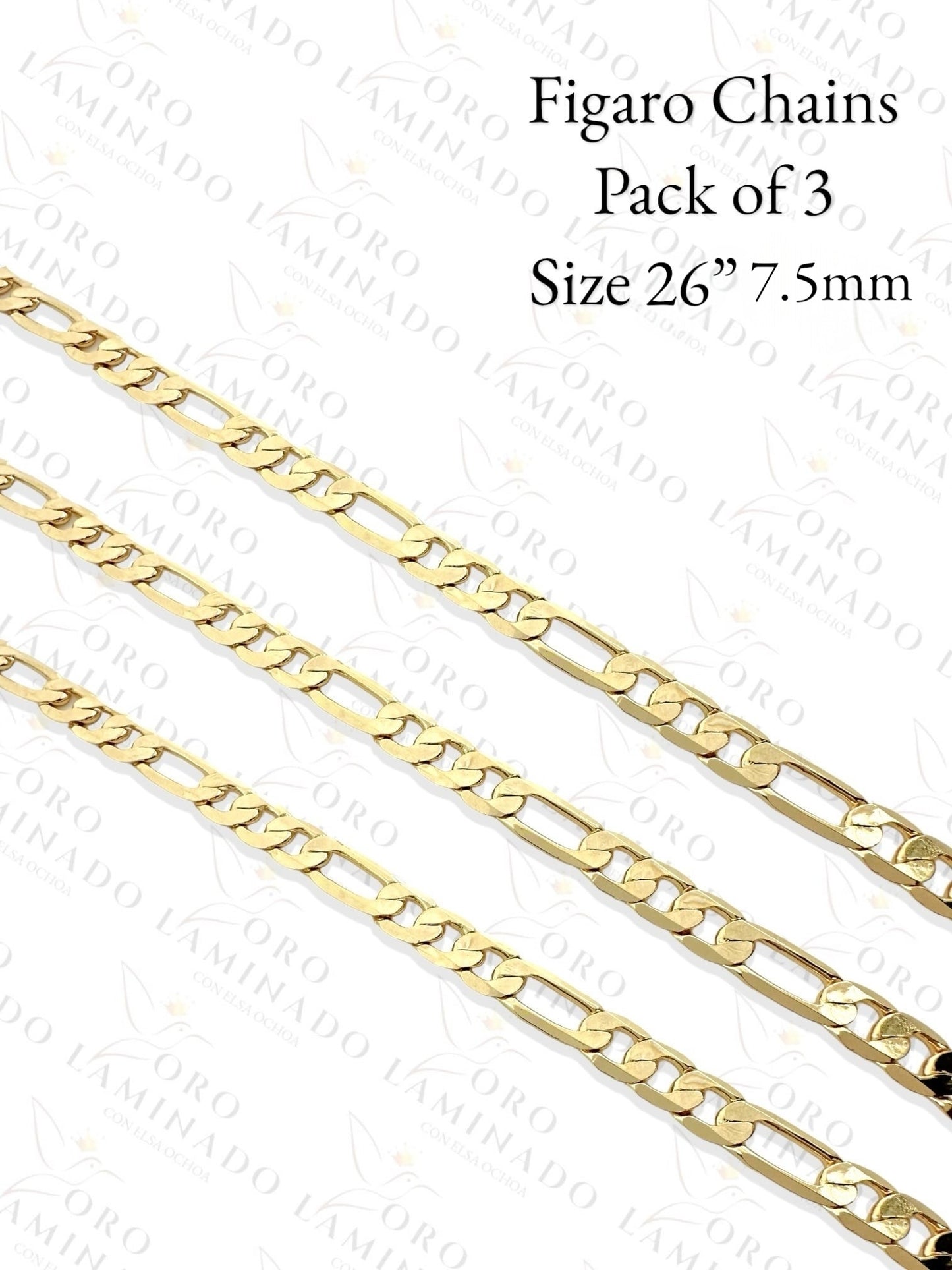Gold Filled Figaro Chains Pack of 3 Size 26" 7.5mm Y405