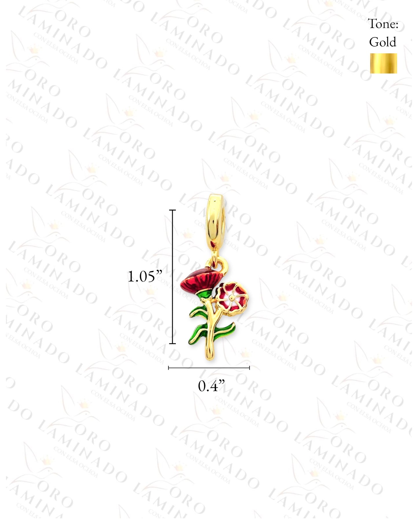 Red Flower Charm (Gold Filled) R103