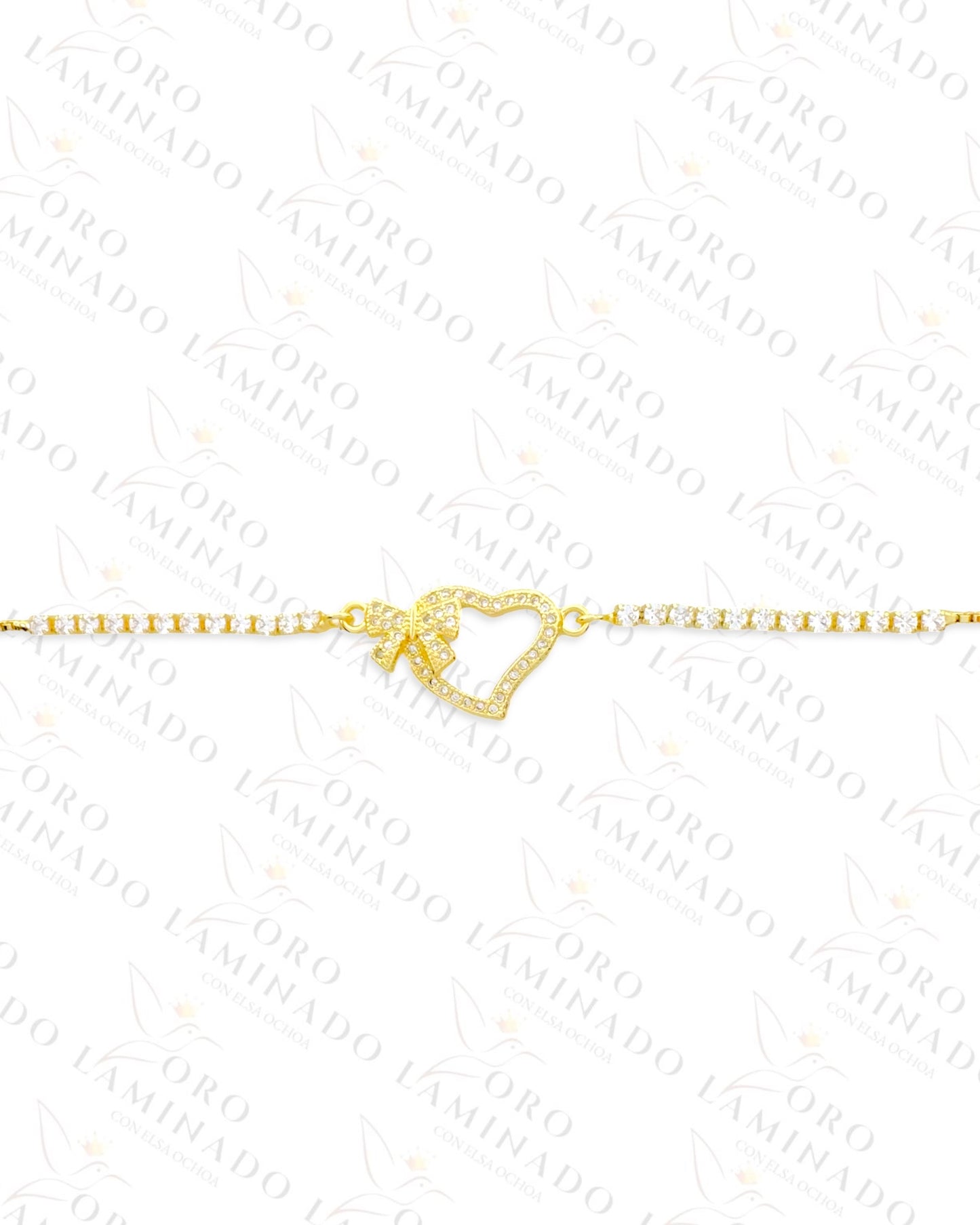 Gold Filled Bow Heart Adjustable Bracelet G107