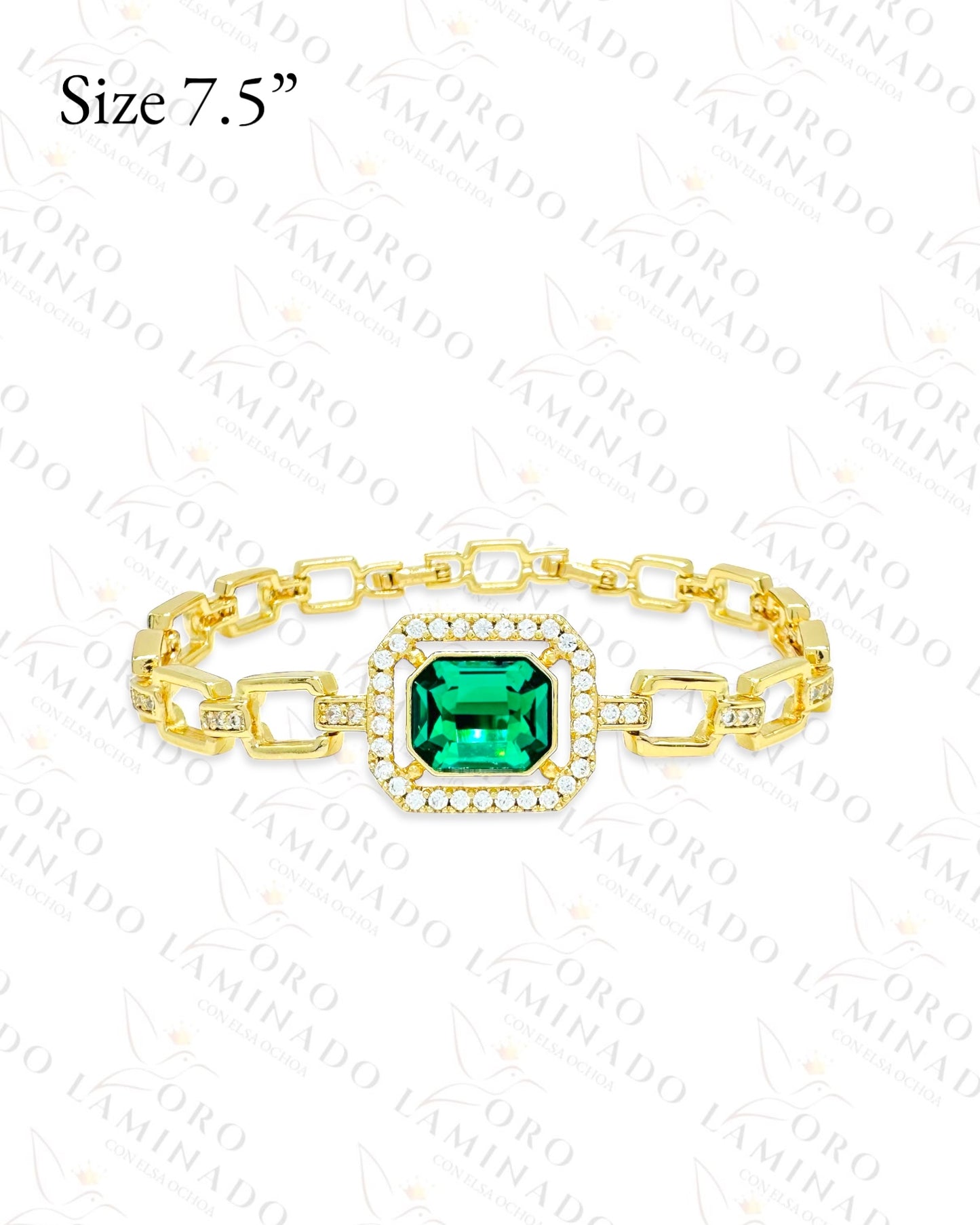 High Quality Green Square Stone Bracelet (Gold Filled) G469
