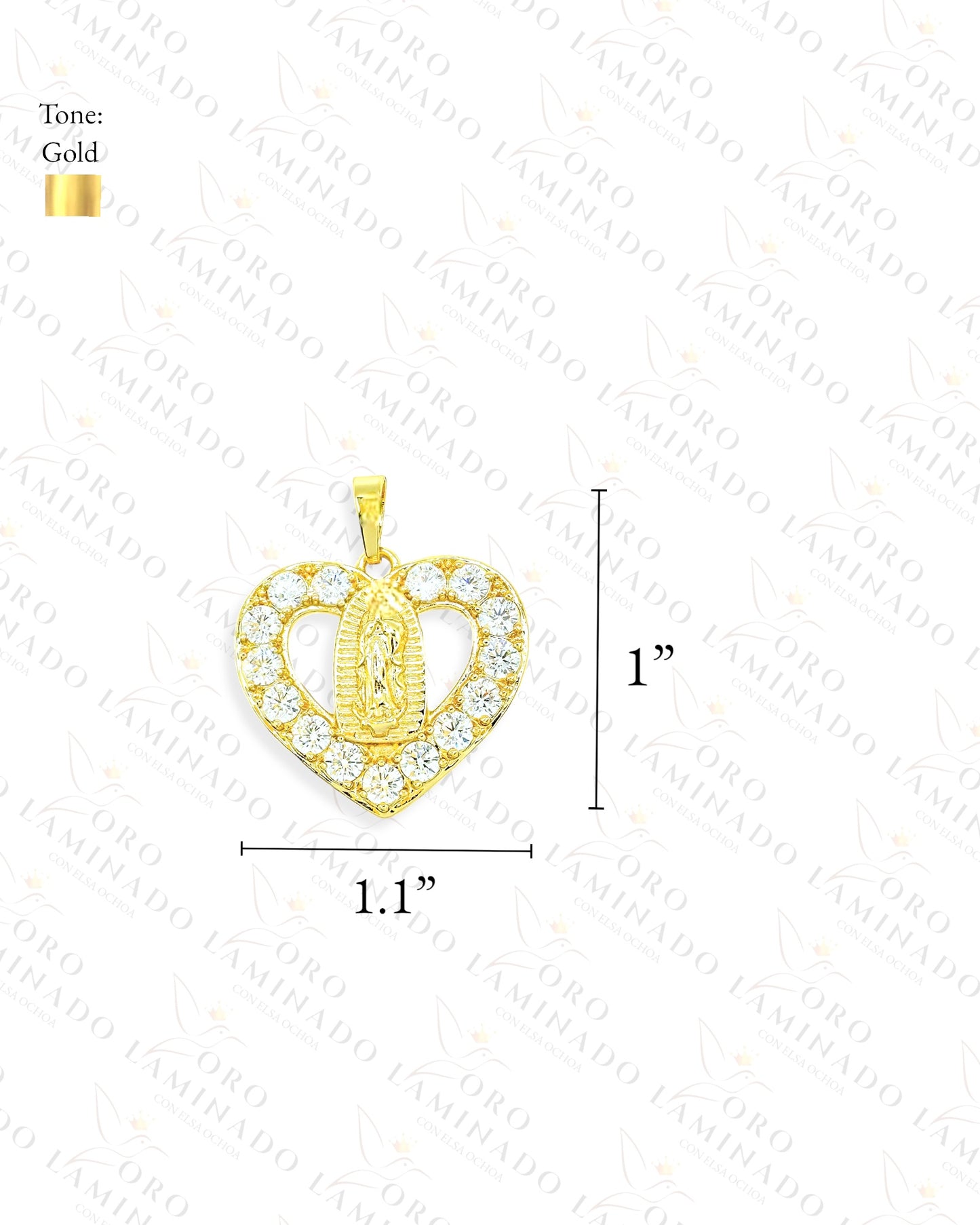 Gold Filled High Quality Virgen Mary Heart Pendant C24