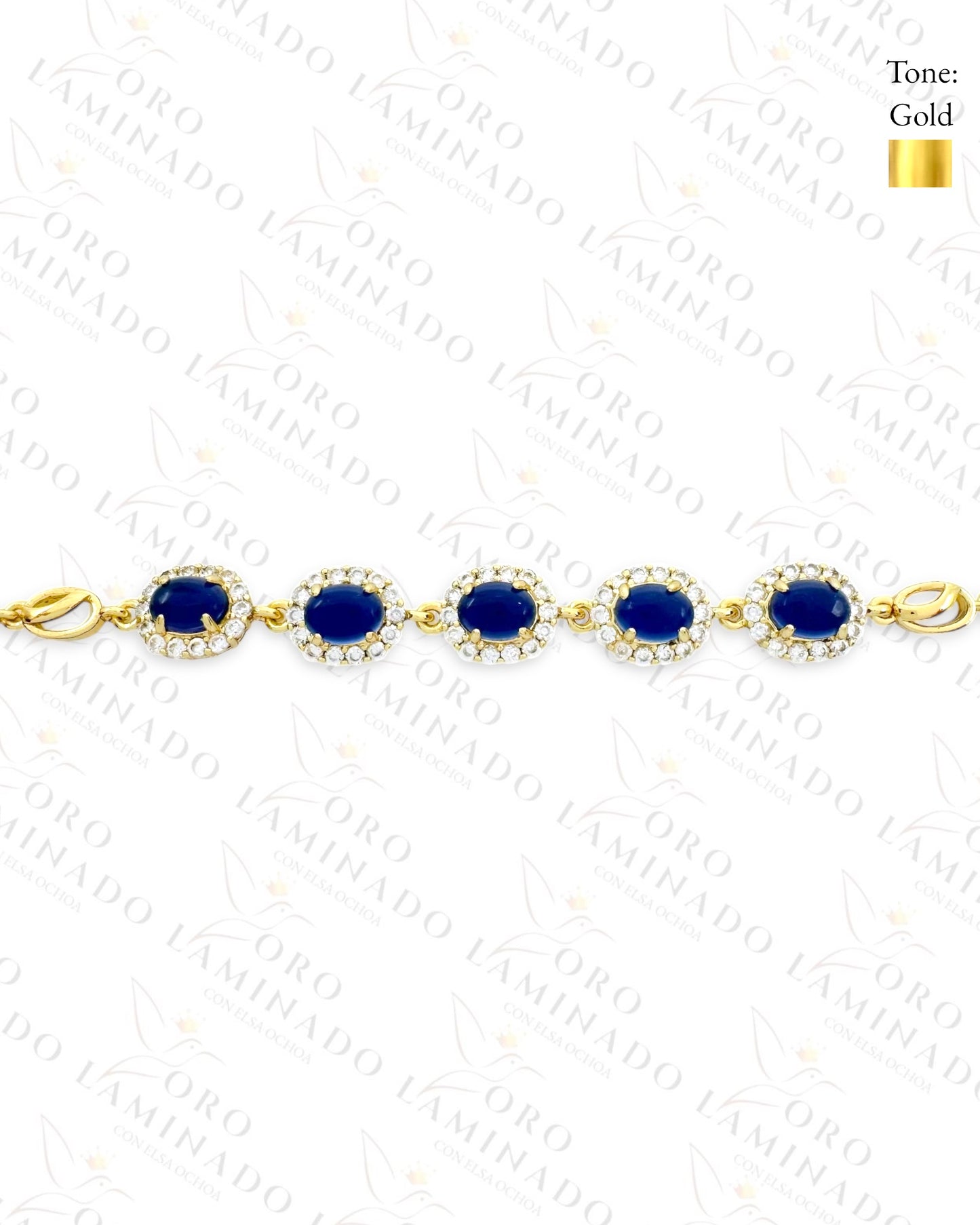 High Quality Blue and Gold Stone Bracelet (Gold Filled) Y337