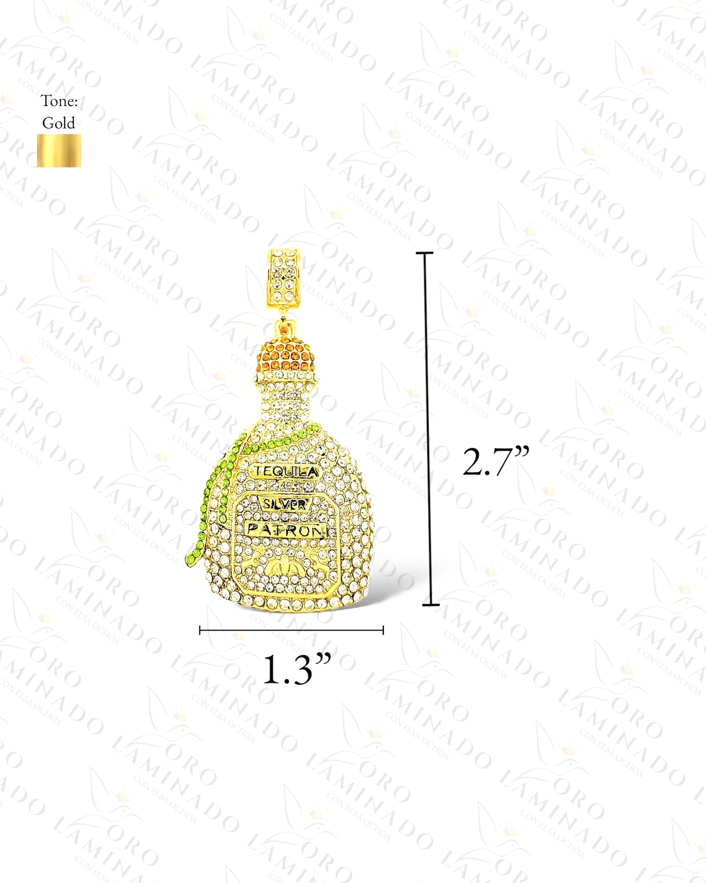 Gold Filled Tequila Pendant With White Stones R100