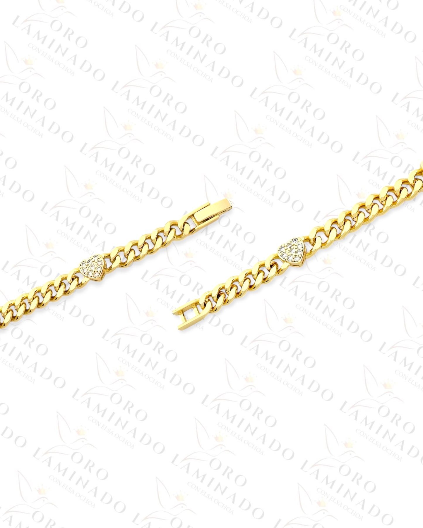 High Quality Sparkling Heart Chain Bracelet (Gold Filled) Y404