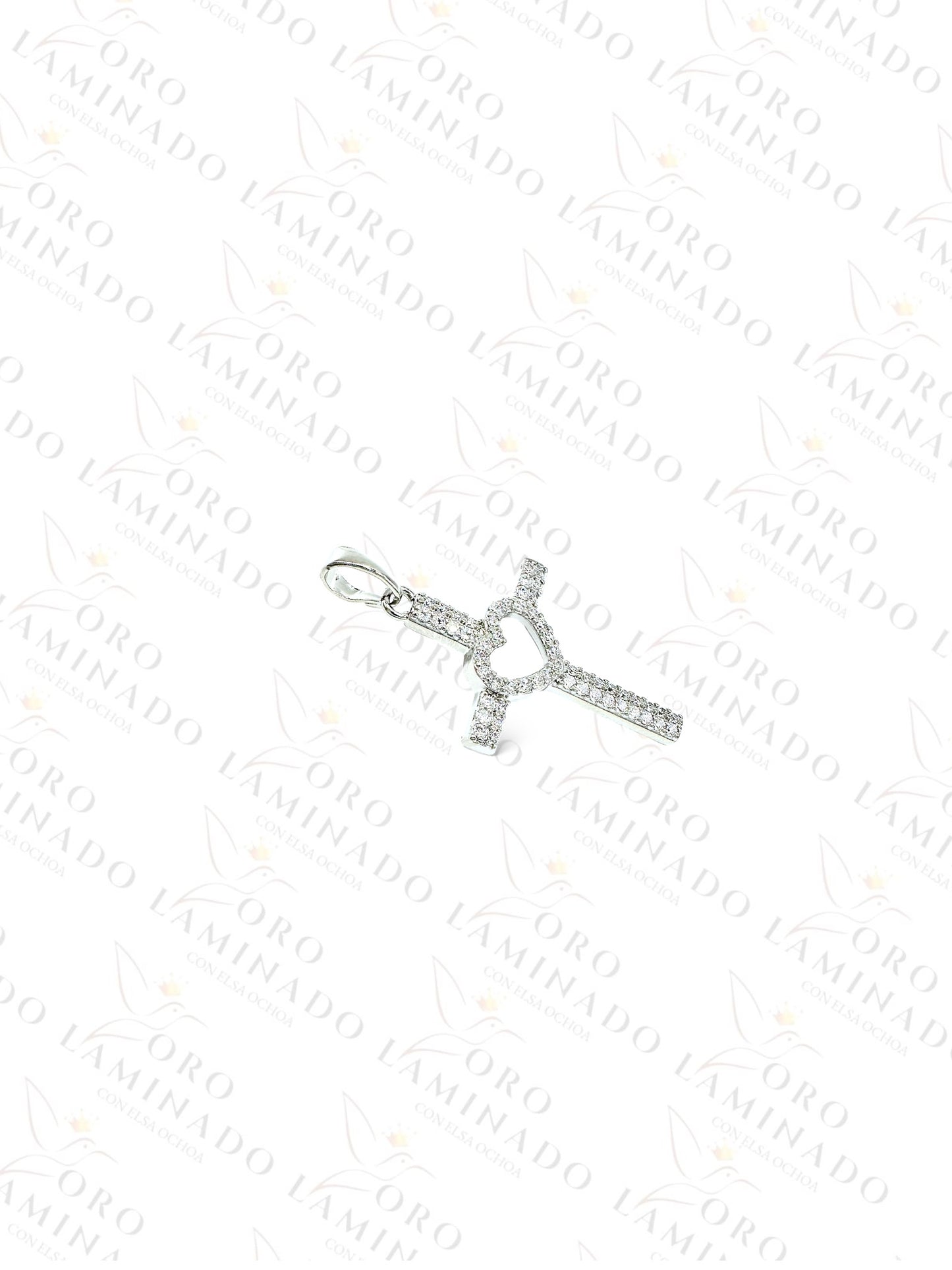 Gold Filled High Quality Silver Heart-Cross Pendant G393