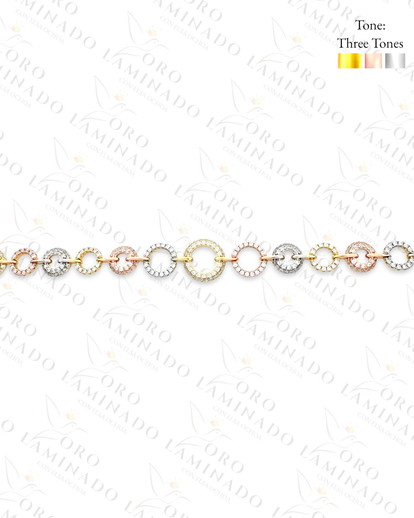 High Quality Three Tones Sparkling Round Design Bracelet B384