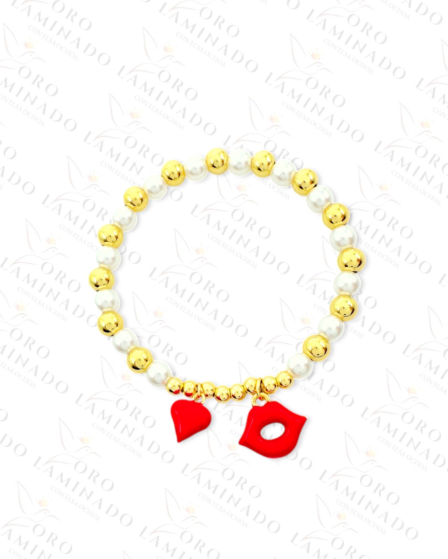 Kiss Charm Pearl Bracelet (Gold Filled) C7