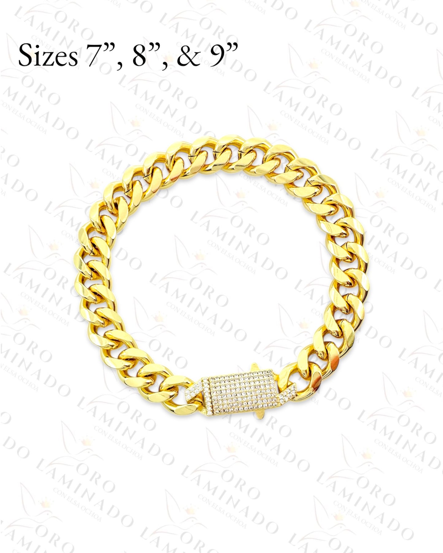 Gold Filled Cuban Bracelet with Diamond Clasp R29