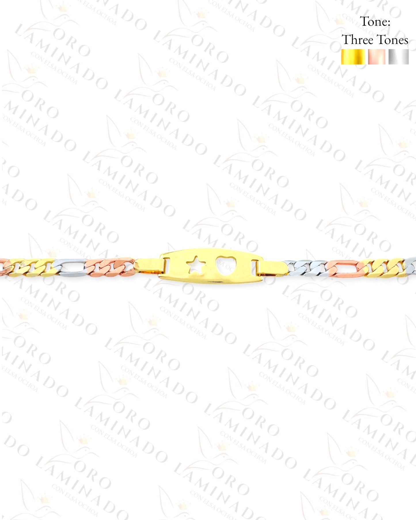 Gold Filled Three Tones Heart and Star Kids Bracelet Y421