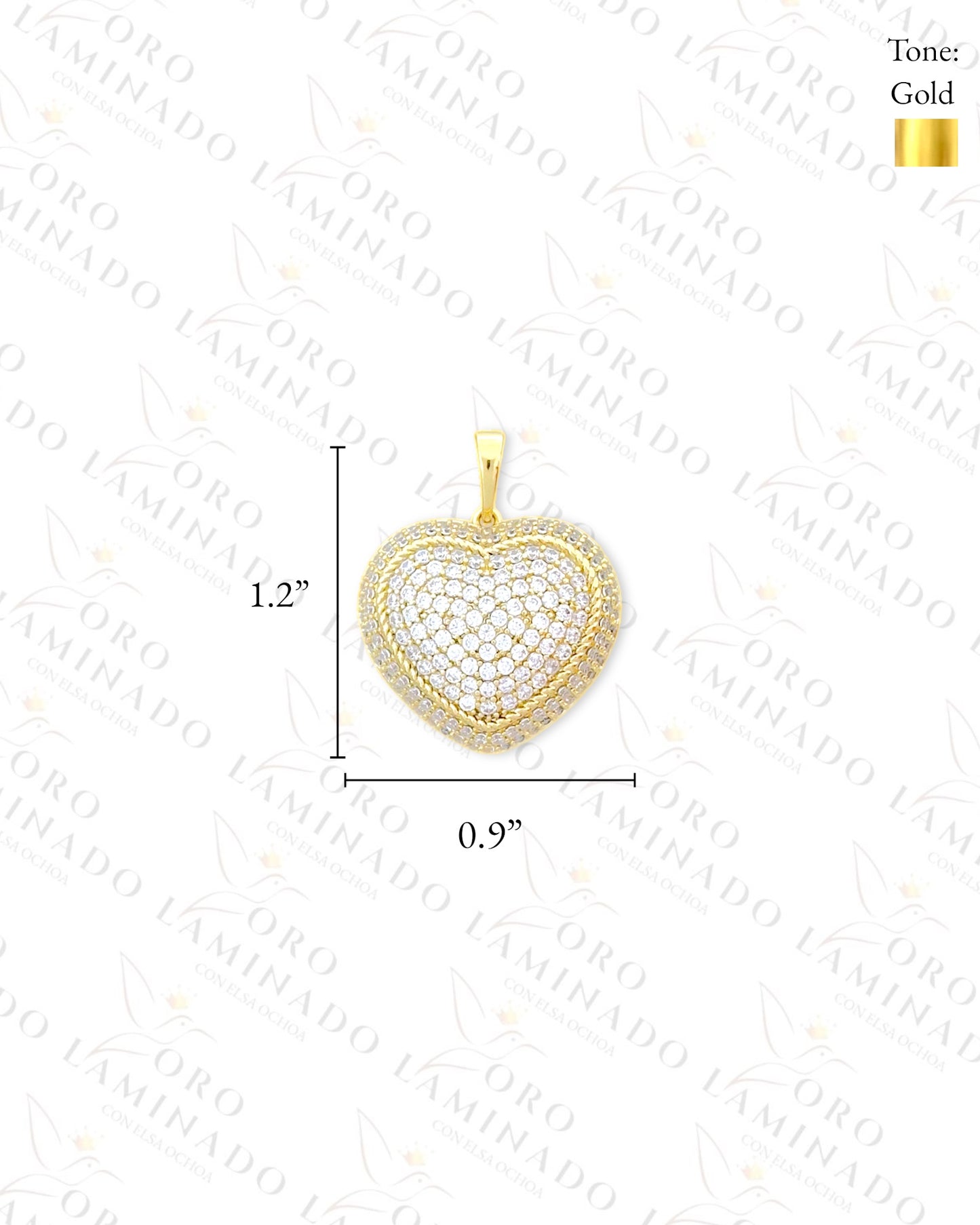 High Quality Heart Covered in Stones Pendant (Gold Filled) R151