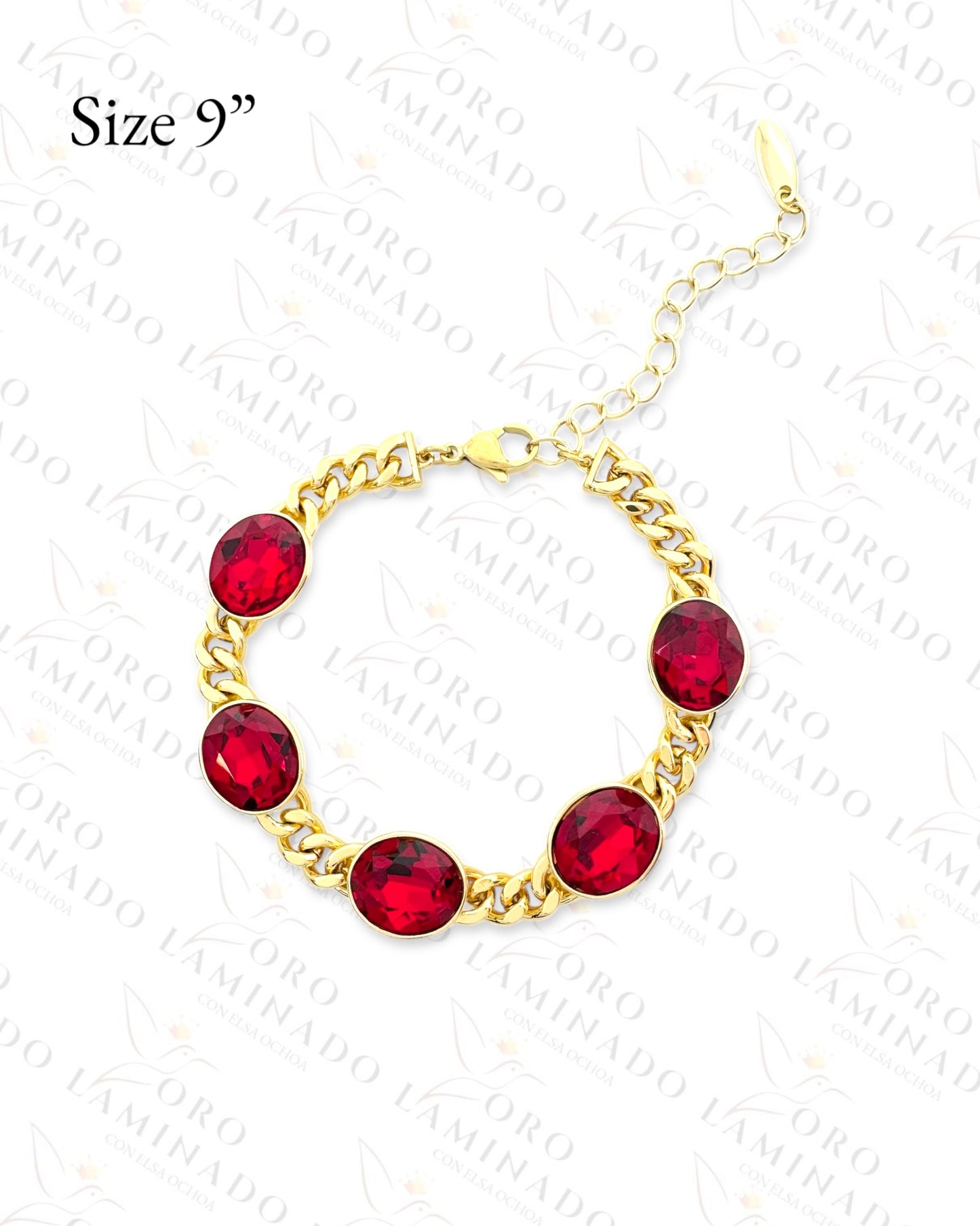 High Quality Red and Gold Chunky Bracelet (Gold Filled) G470