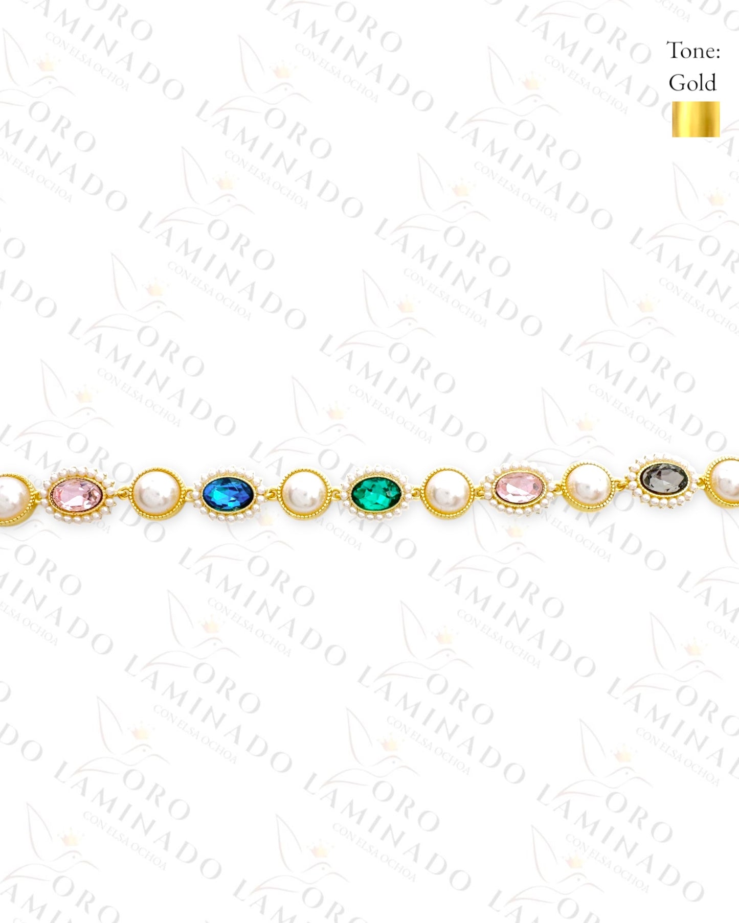 High Quality Pearls and Stones Bracelet (Gold Filled) C50