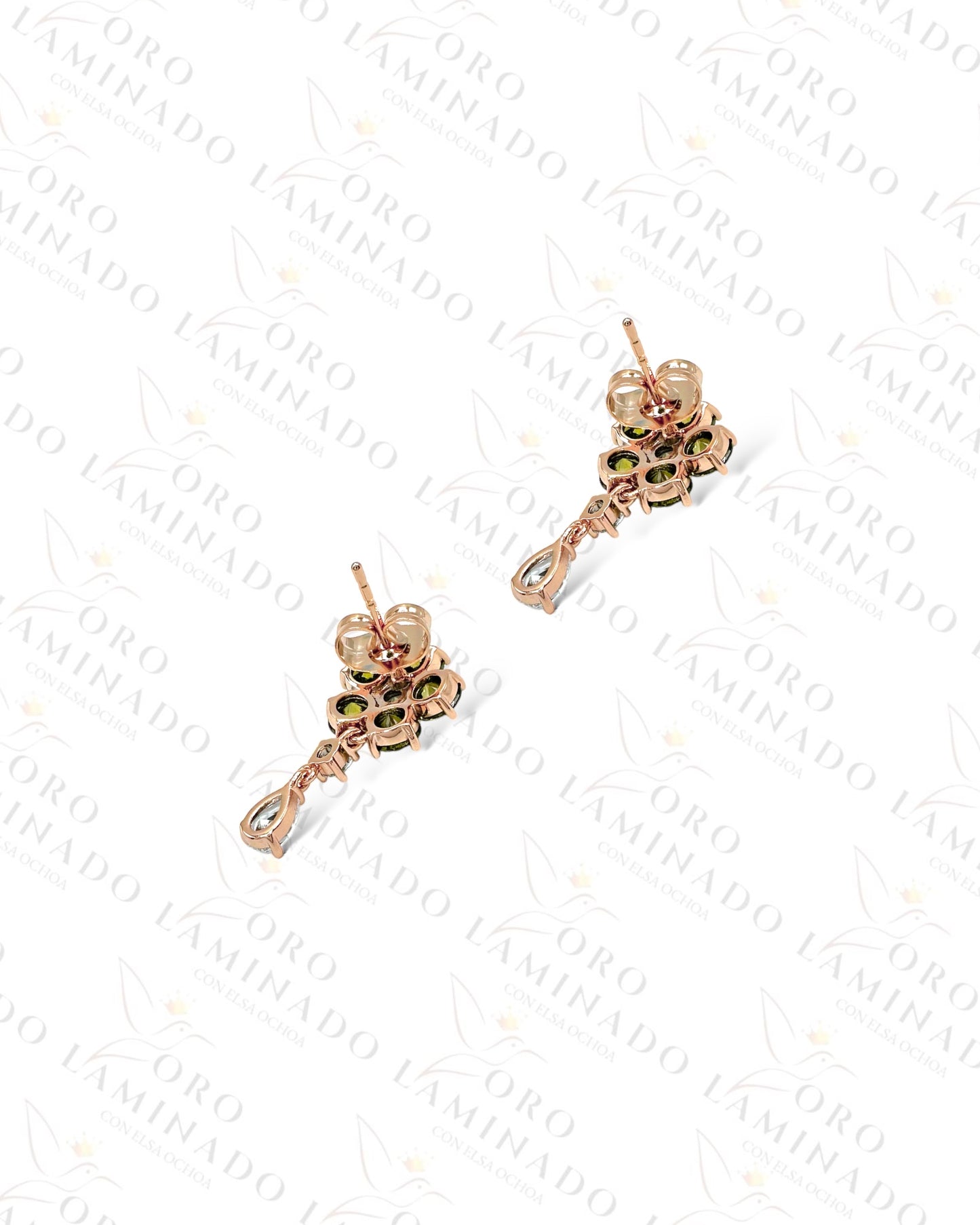 High Quality Green Lime Crystal Flower Earrings C112