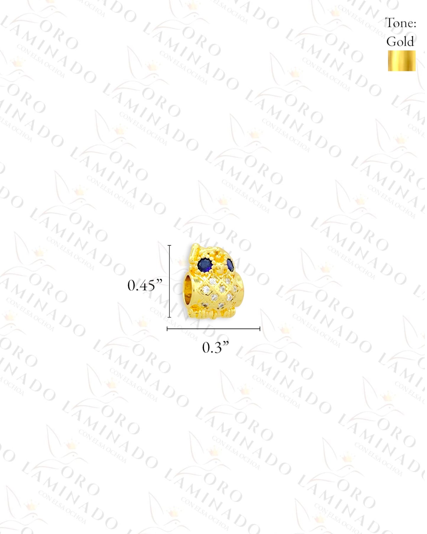 Blue Eyed Owl Charm Divider (Gold Filled) B373