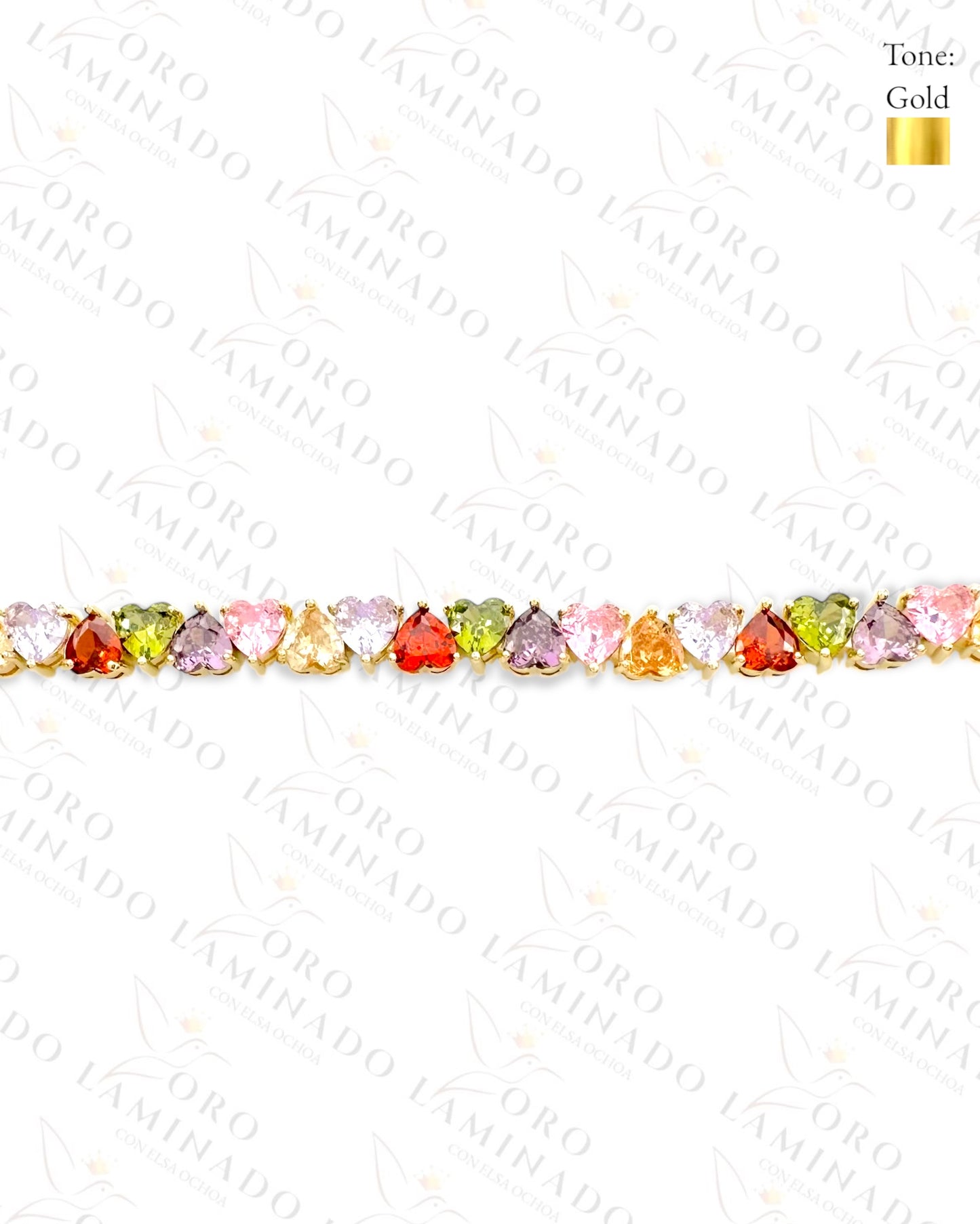 High Quality Crystal Heart Link Bracelet (Gold Filled) C108