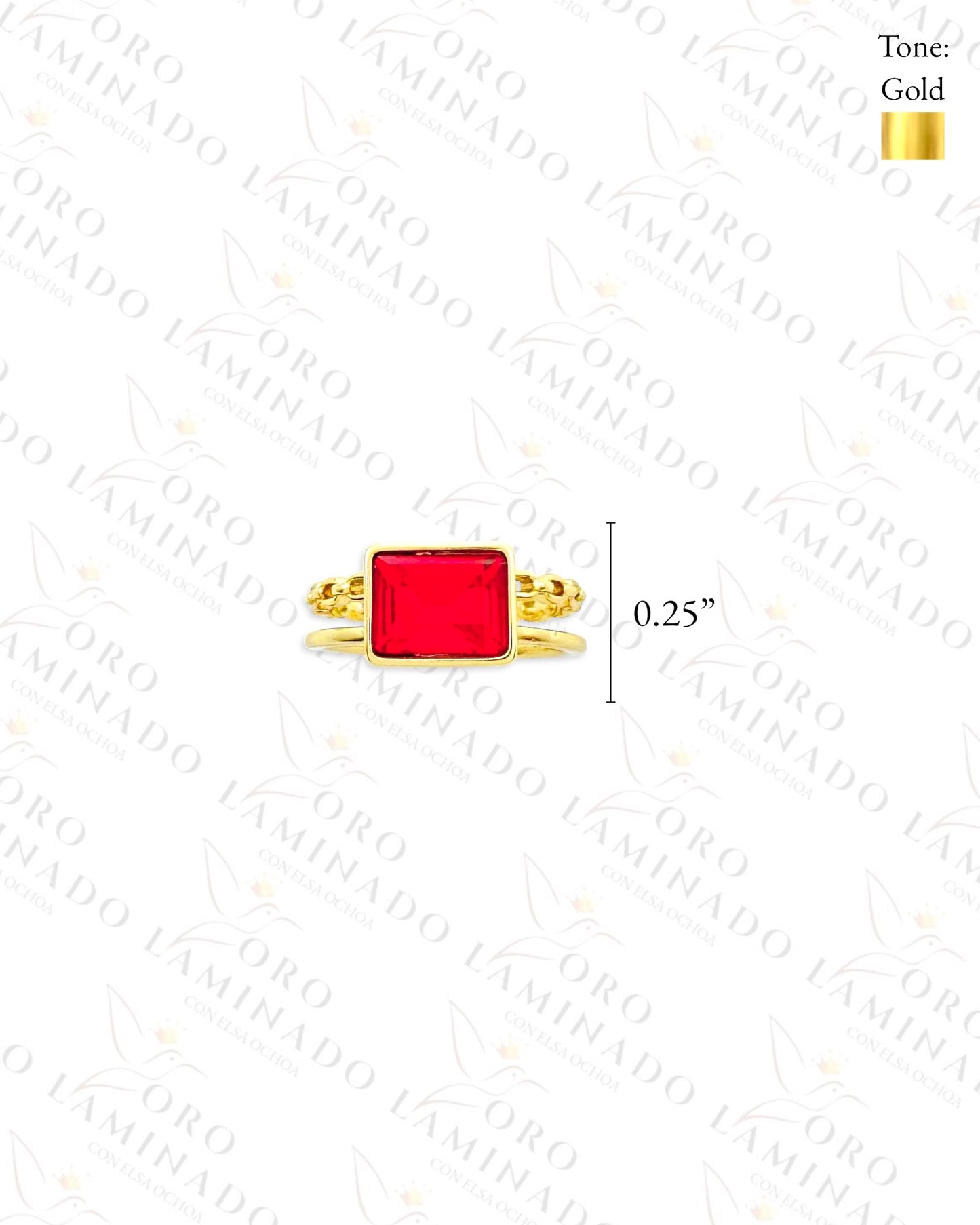 High Quality Adjustable Red Gemstone Ring (Gold Filled) Y391