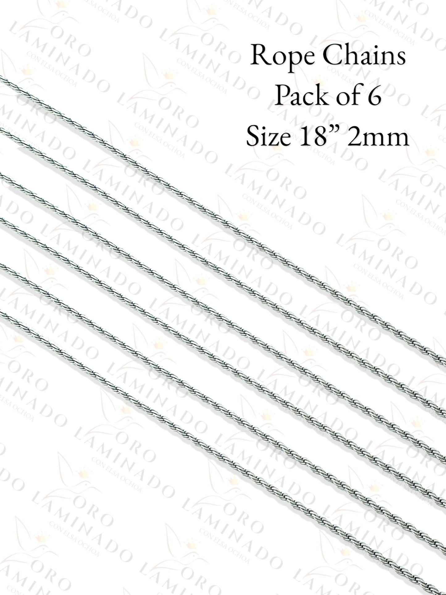Silver High Quality Rope Chains Pack of 6 Size 18" 2mm C73