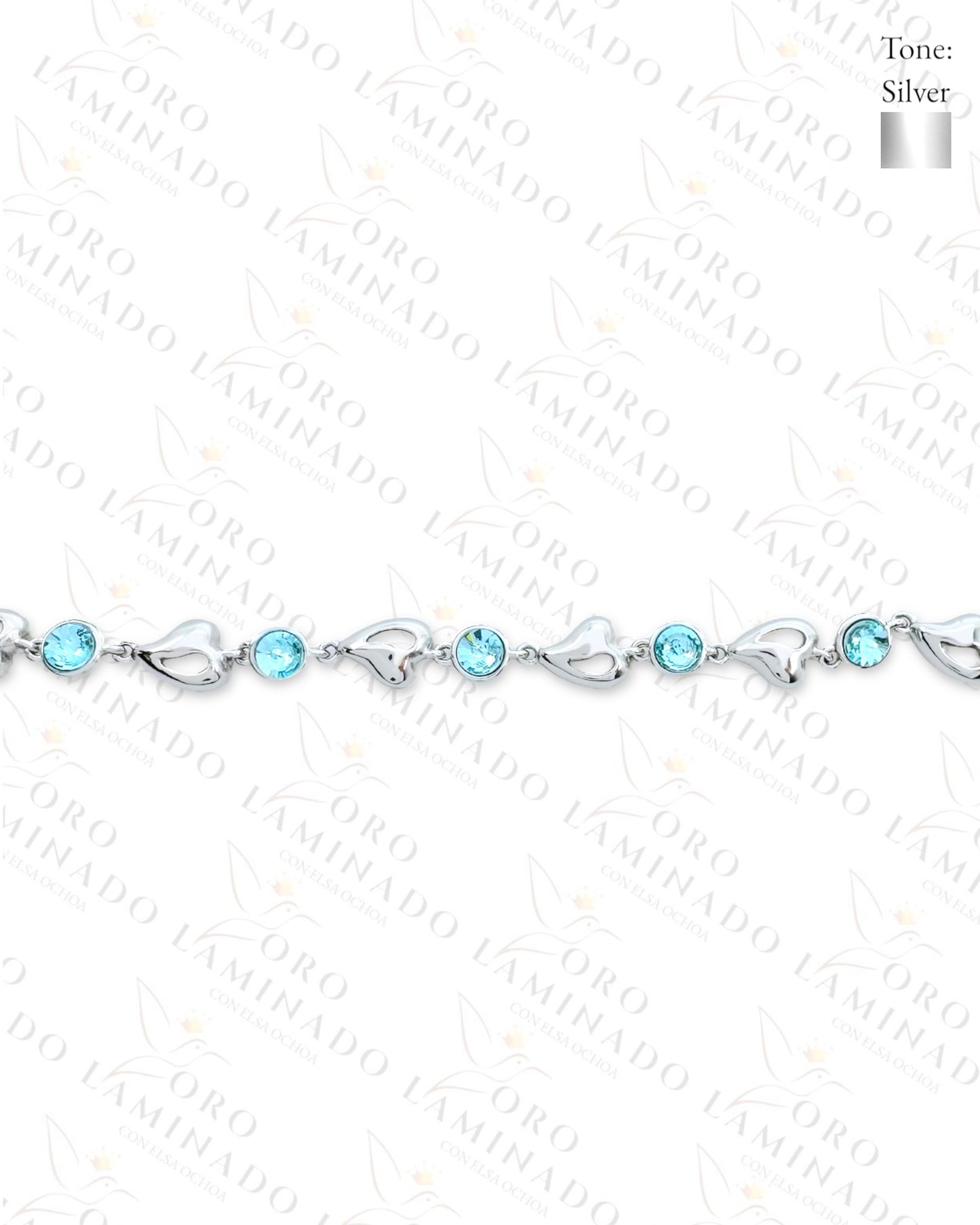 High Quality Silver Hearts Link Bracelet (Gold Filled) Y248