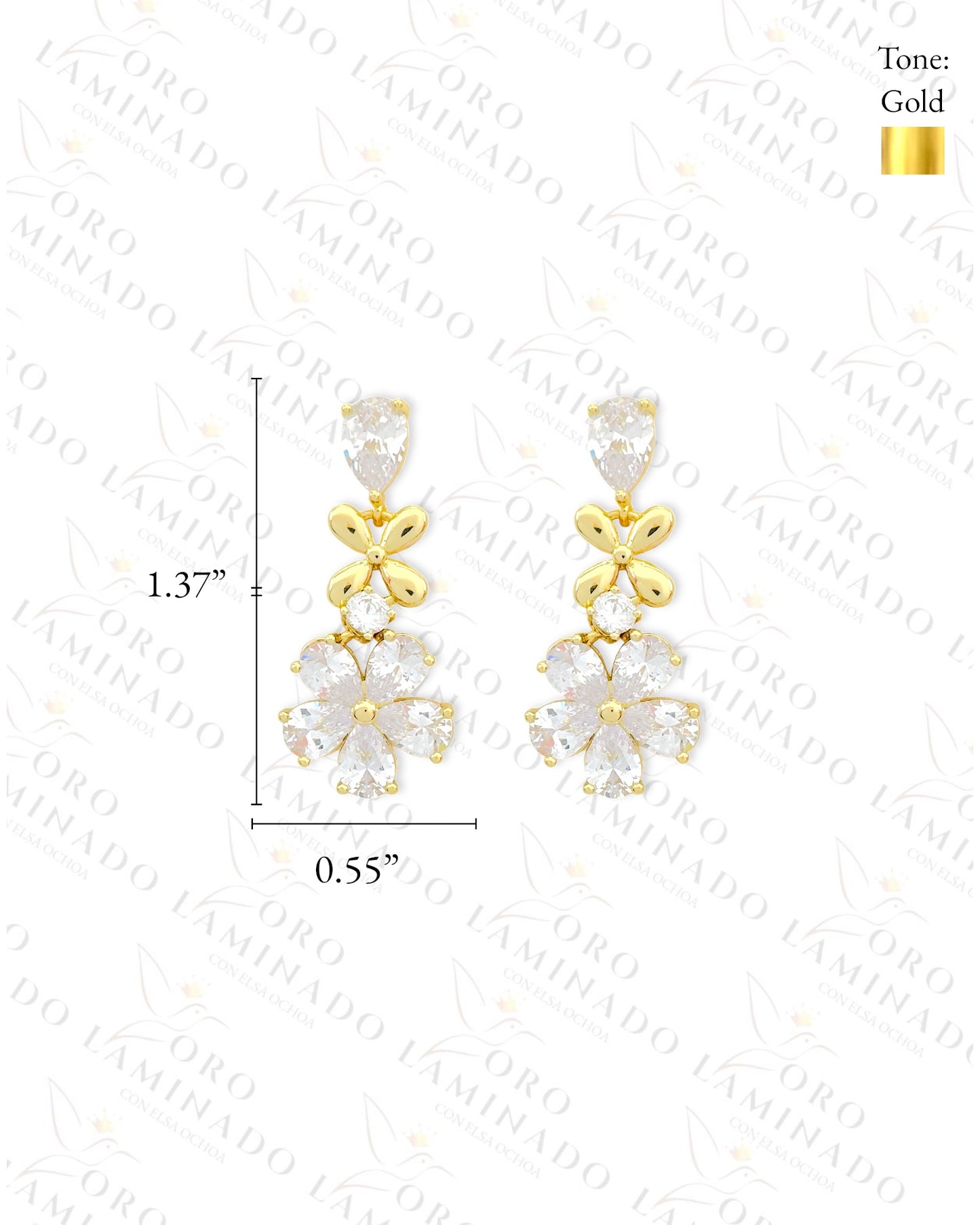 High Quality Crystal Flowers Set (Gold Filled) R237