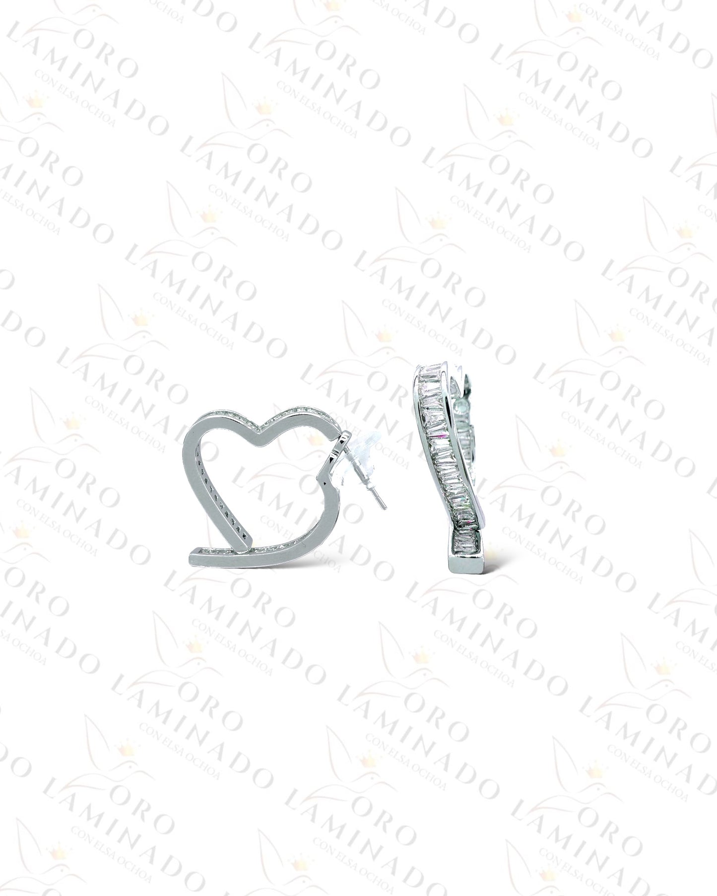 High Quality Silver Abstract Heart Earrings B464