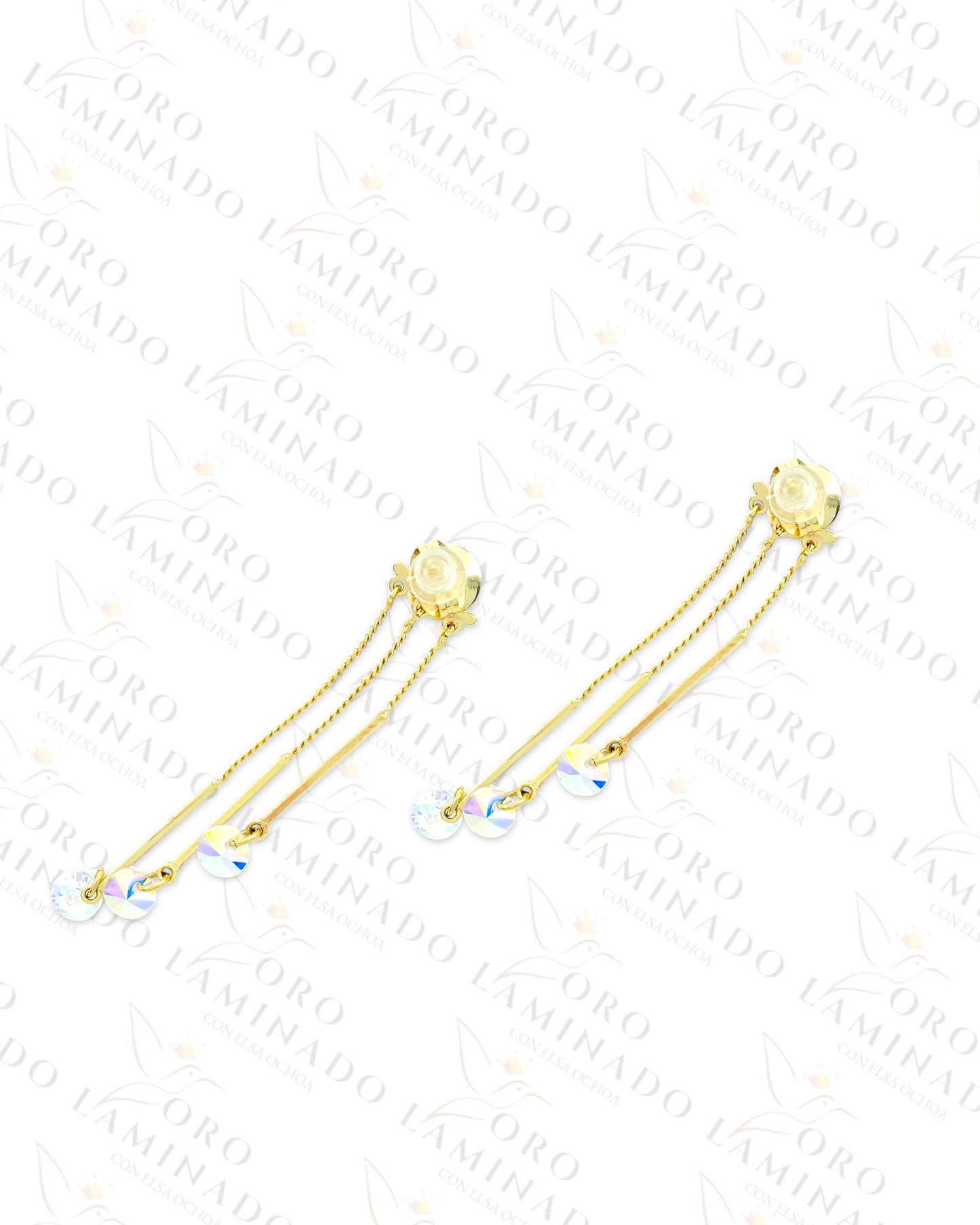 High Quality Iridescent Crystal Long Earrings (Gold Filled) B332