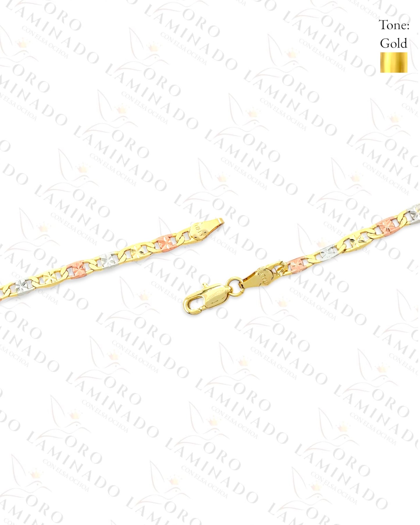 Gold Filled Tricolor butterfly plate bracelet G240
