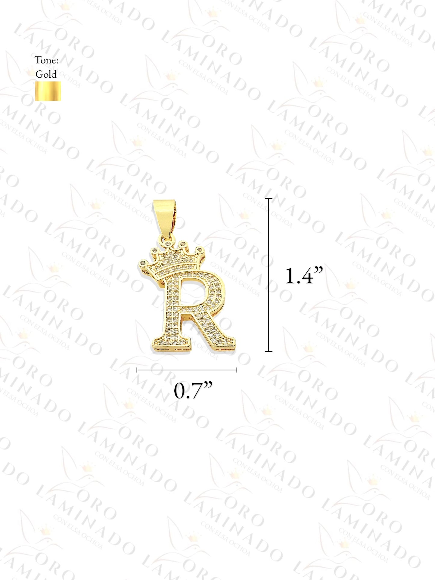 Gold Filled Letter "R" Crown Pendant Y23