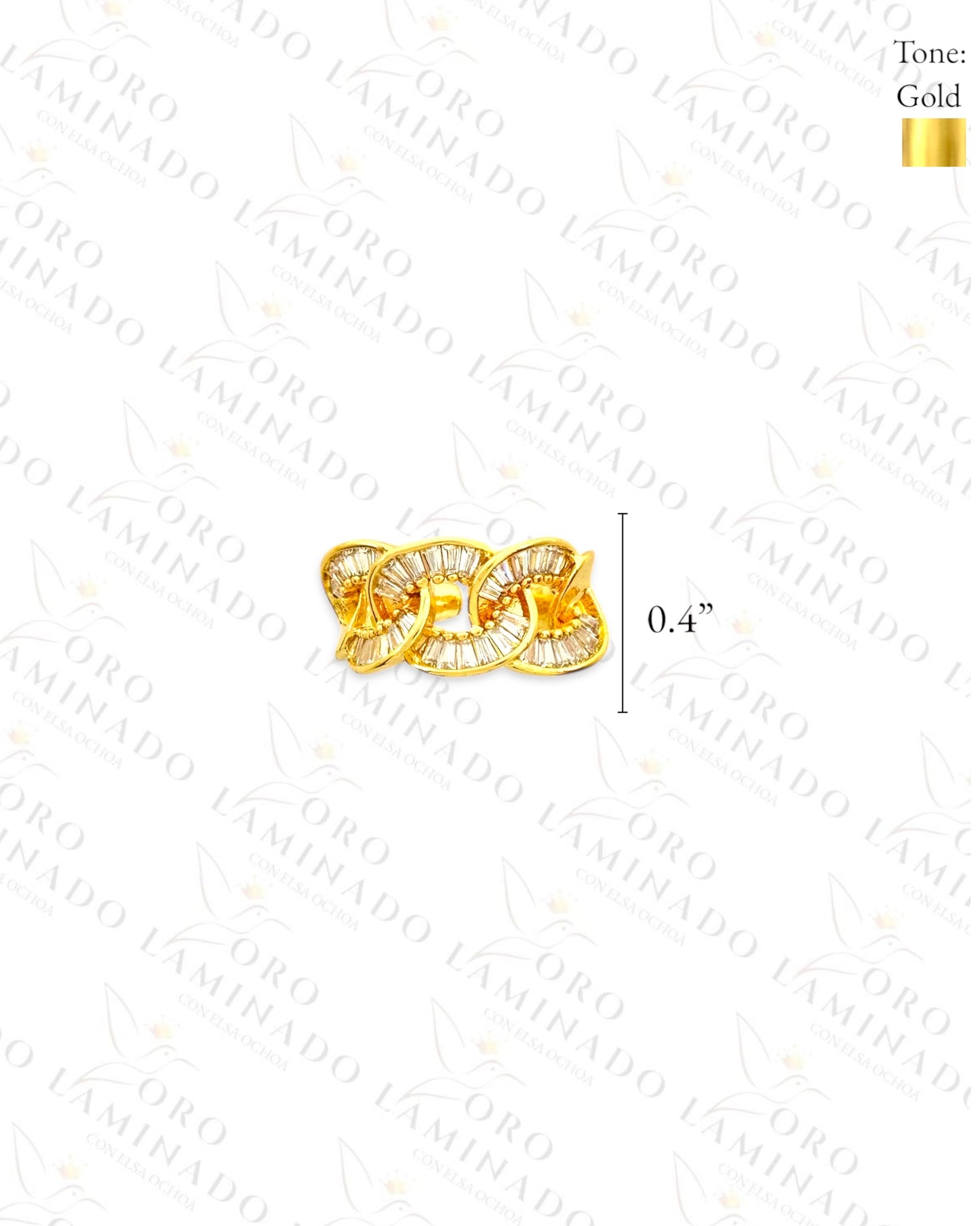Adjustable Crystal Cuban Chain Ring (Gold Filled) C166