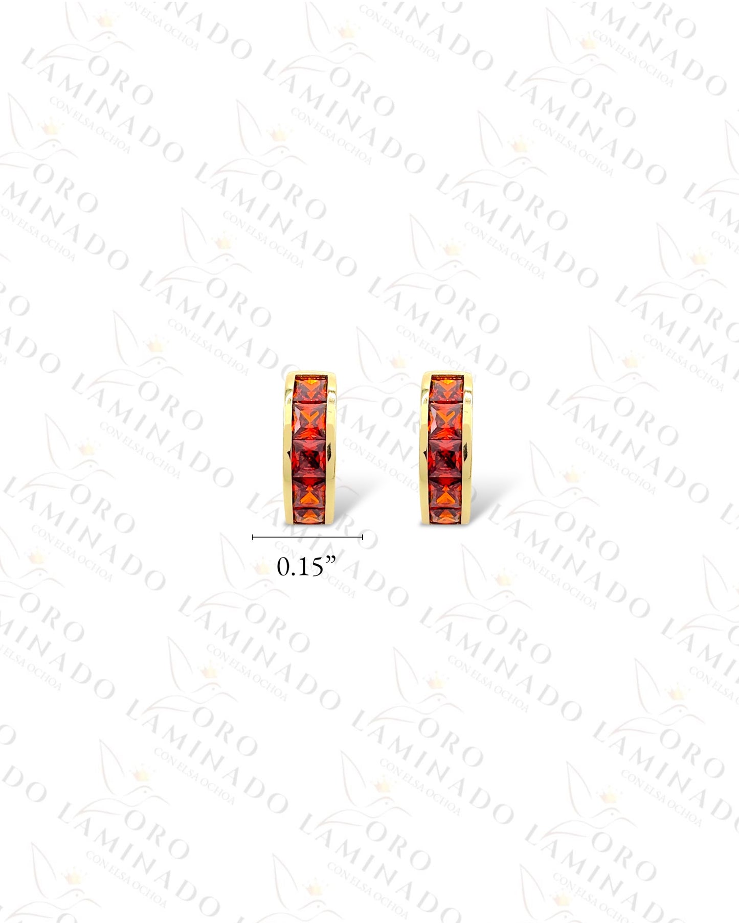 High Quality Red Crystal Hoop Earrings (Gold Filled) Y463