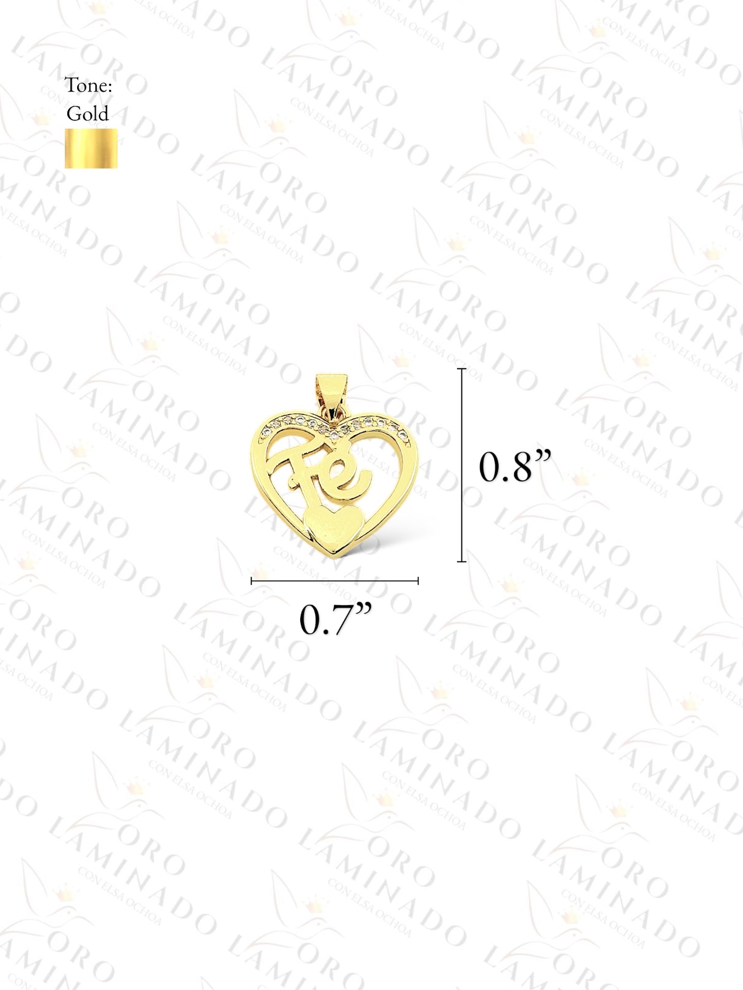 Gold Filled Double Heart "Fe" Pendant Y221