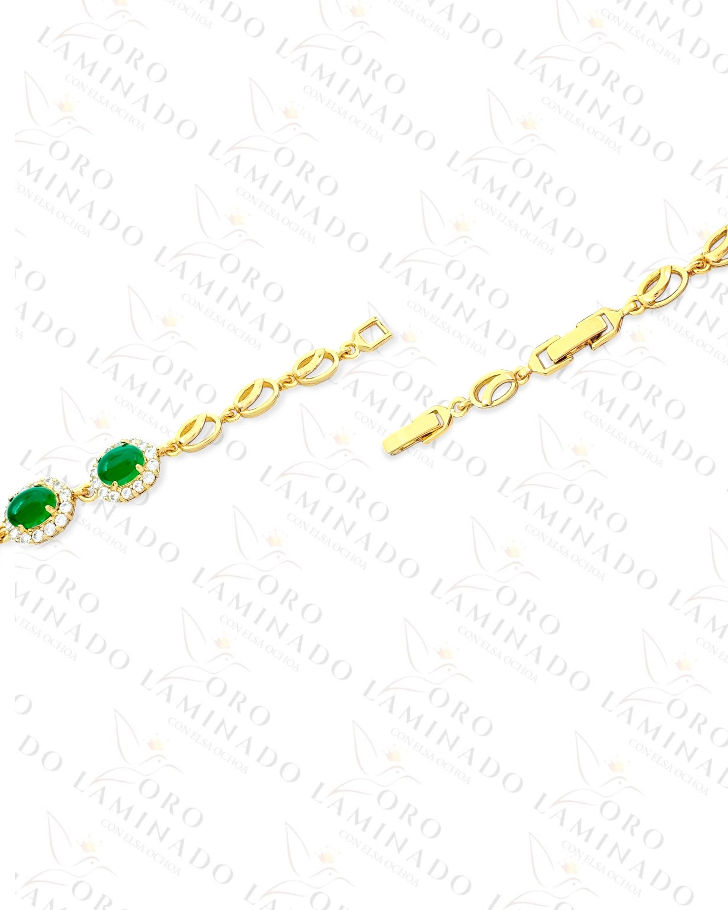 High Quality Green and Gold Stone Bracelet (Gold Filled) Y392