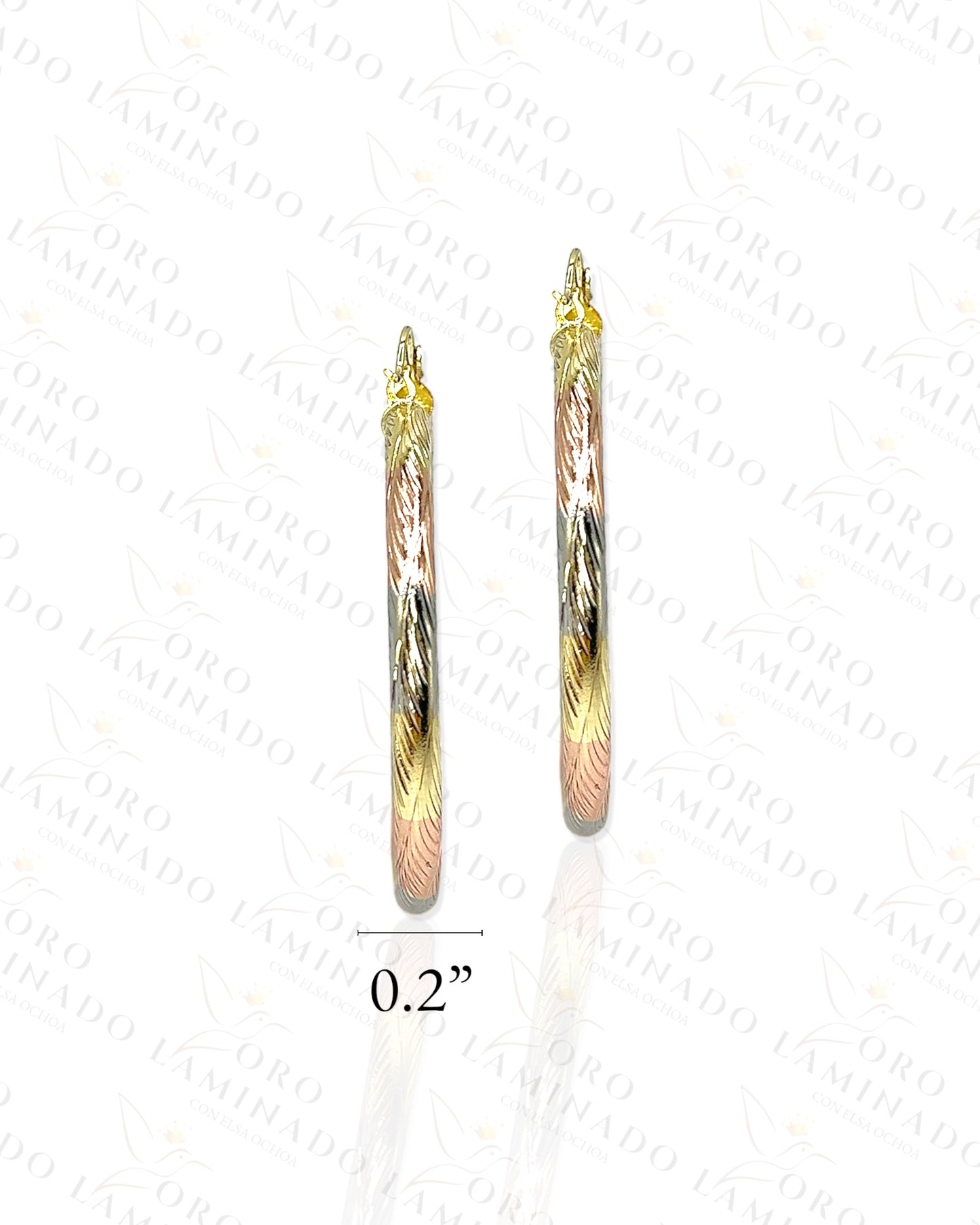 Large High Quality Three Toned Hoop Earrings C234