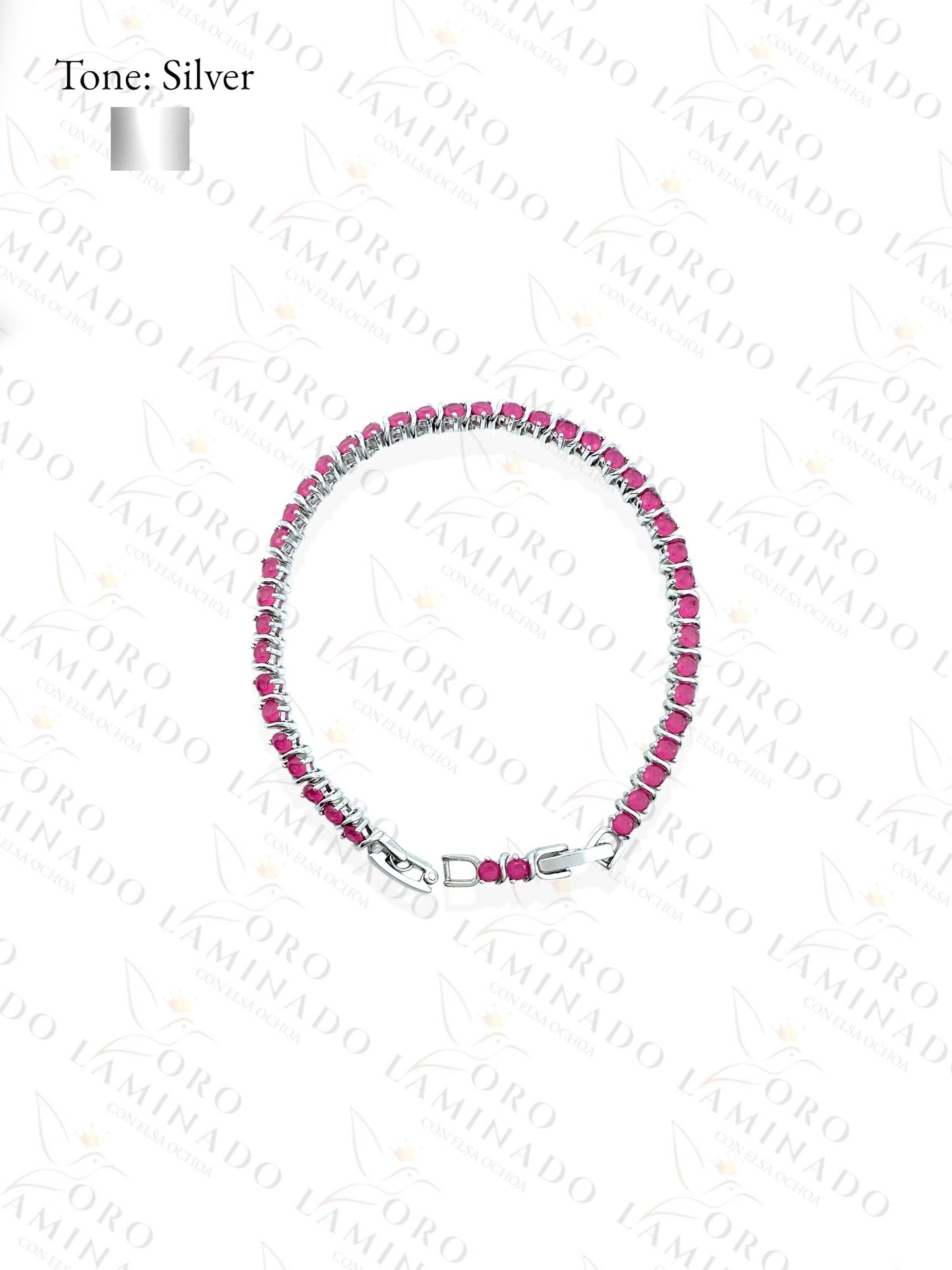 Silver bracelet with rose stones R294