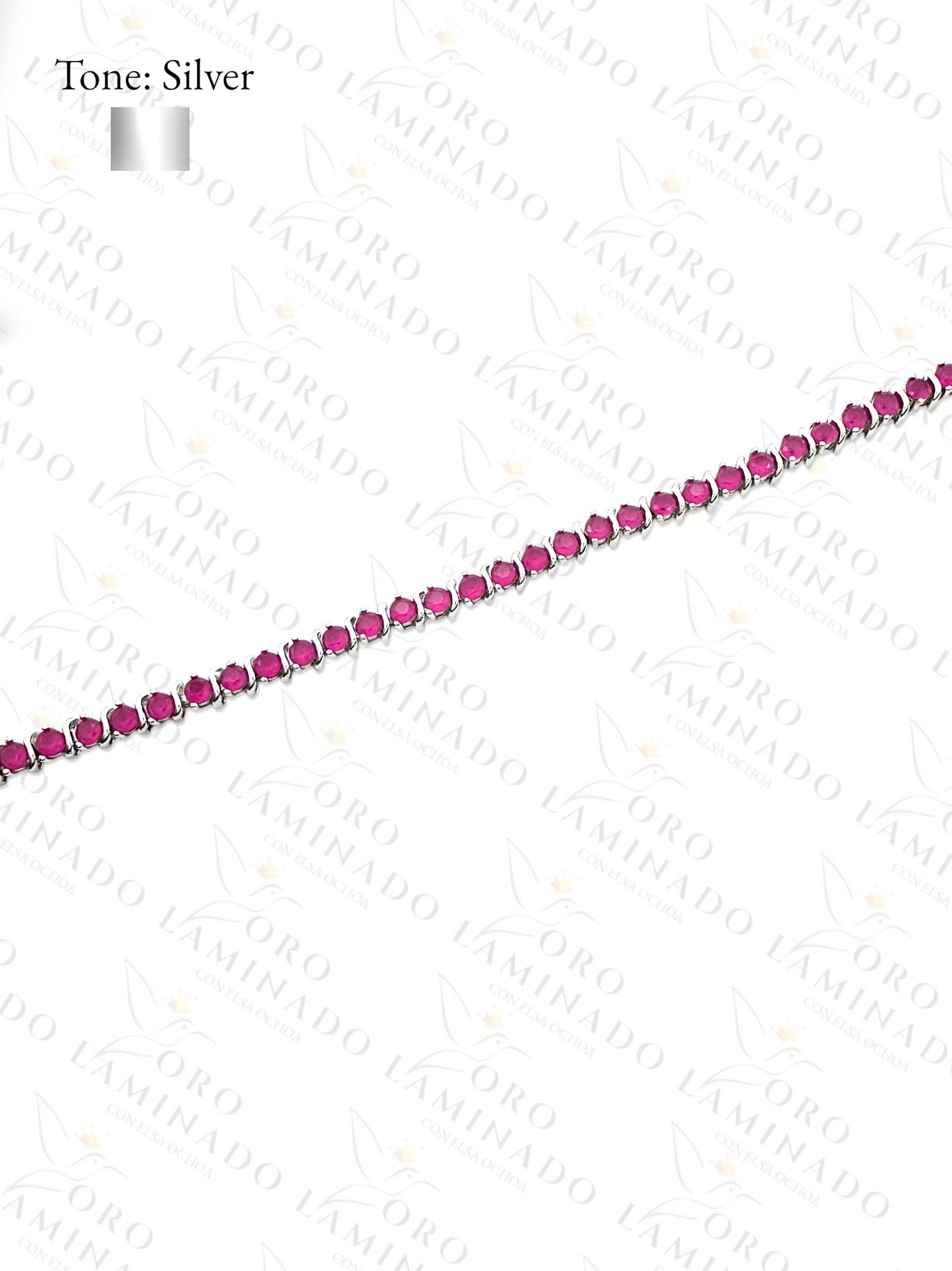 Silver bracelet with rose stones R294
