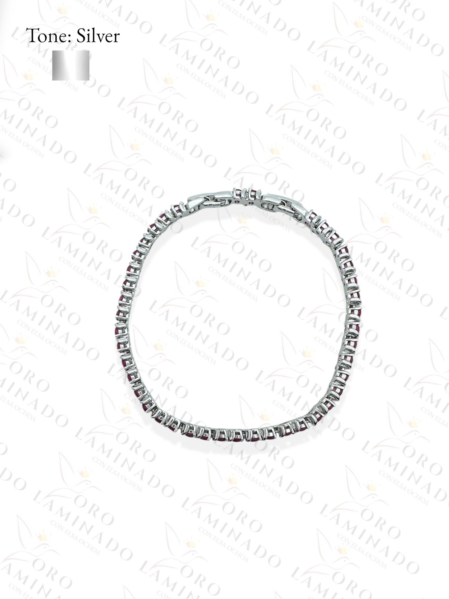 Silver bracelet with rose stones R294