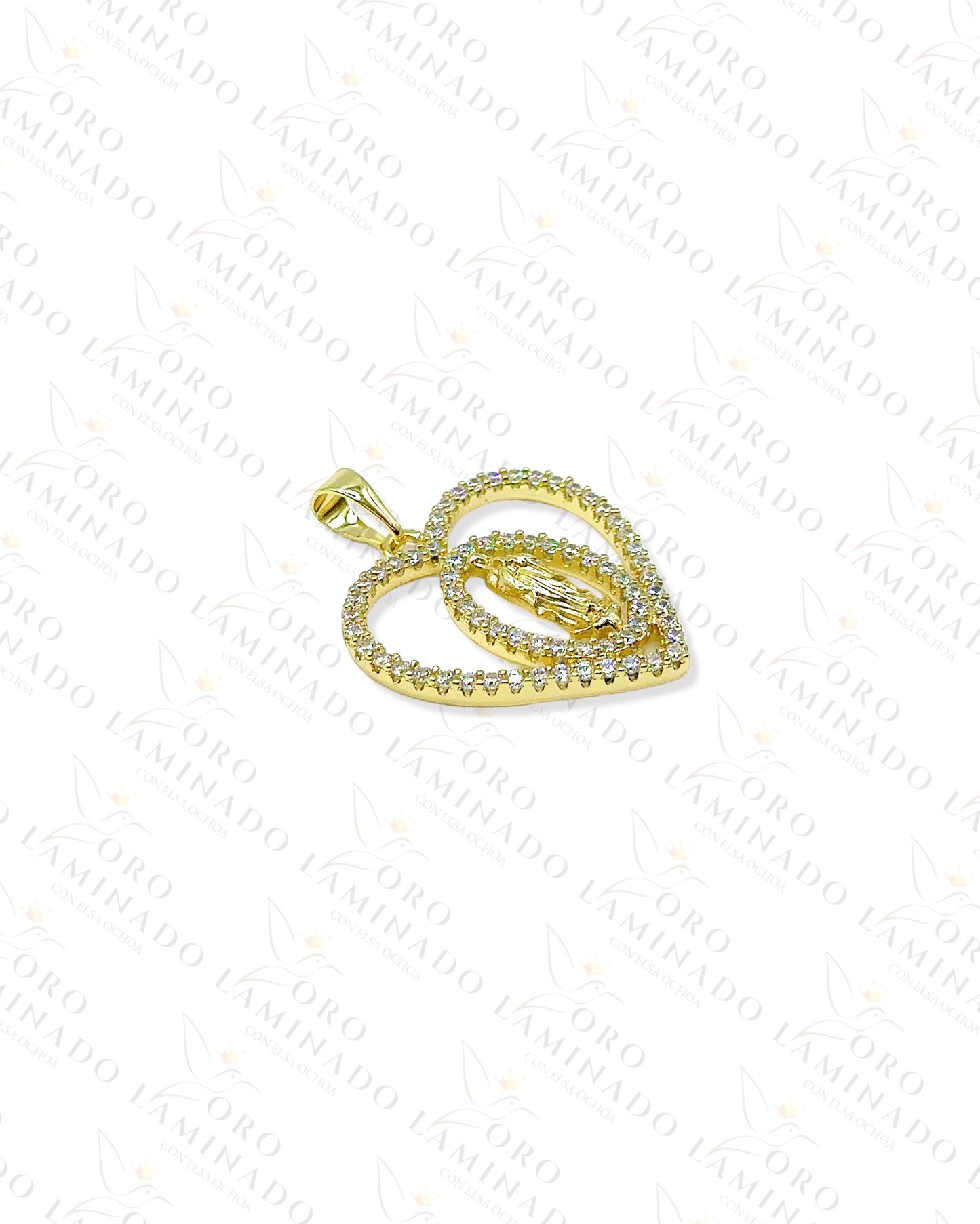 Gold Filled Virgen de Guadalupe Heart Pendant Y399