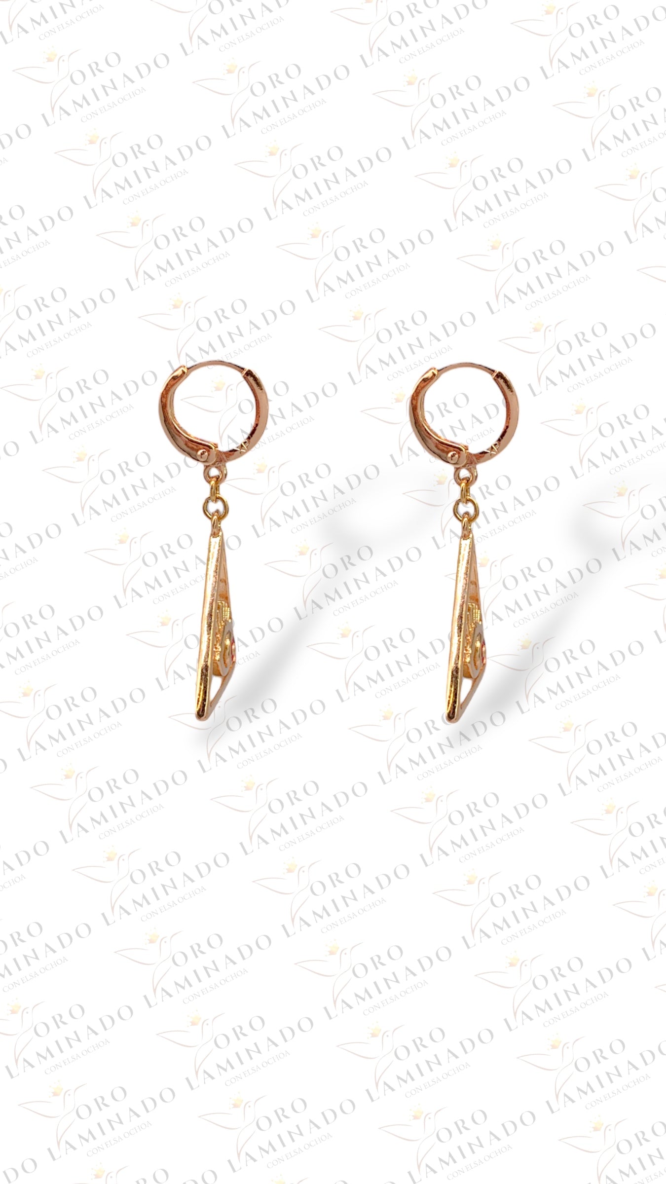 Rose gold earrings with red eye design G210