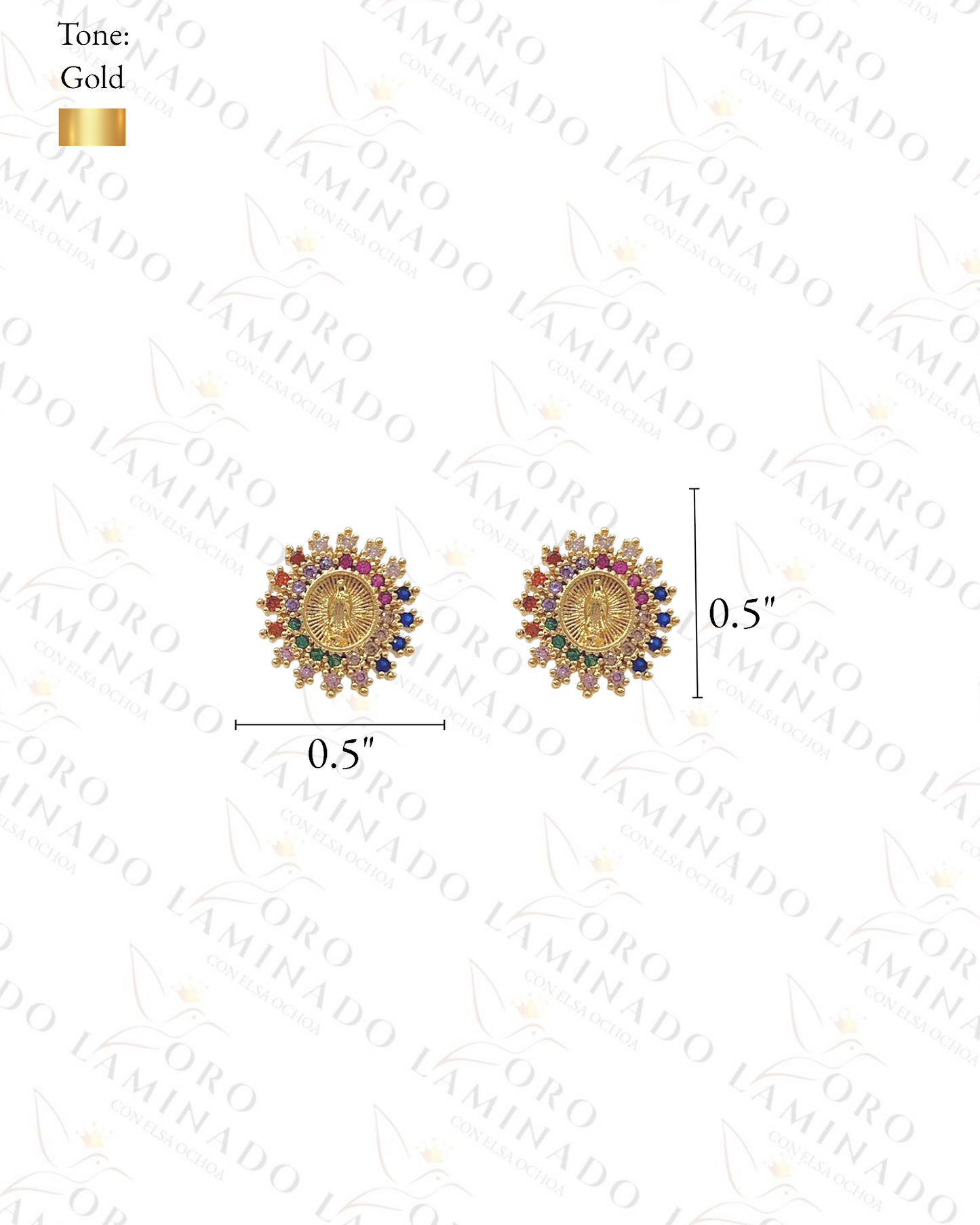 Gold Filled Multicolored Virgen de Guadalupe Set G382