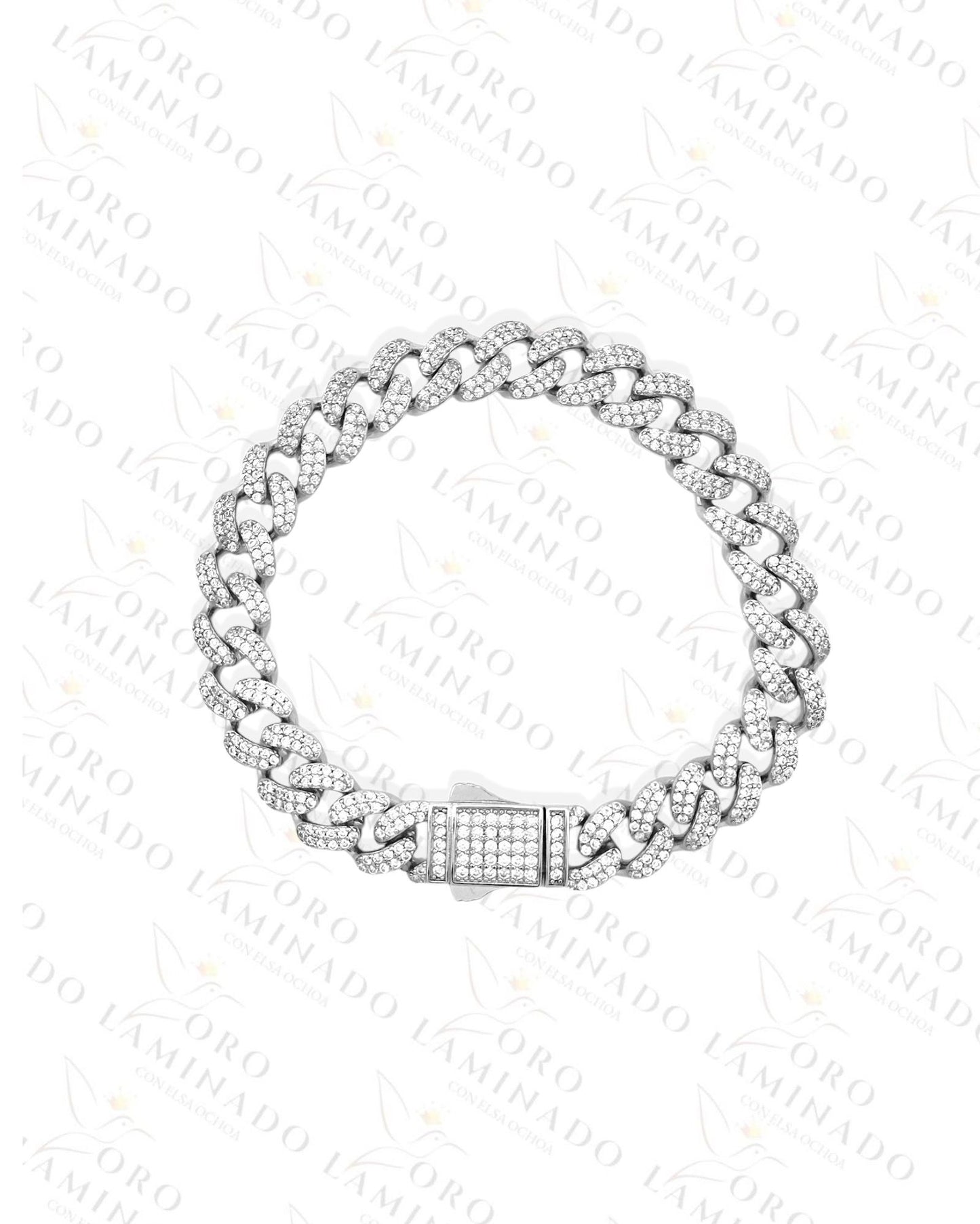 Pave Silver Cuban Bracelet G296