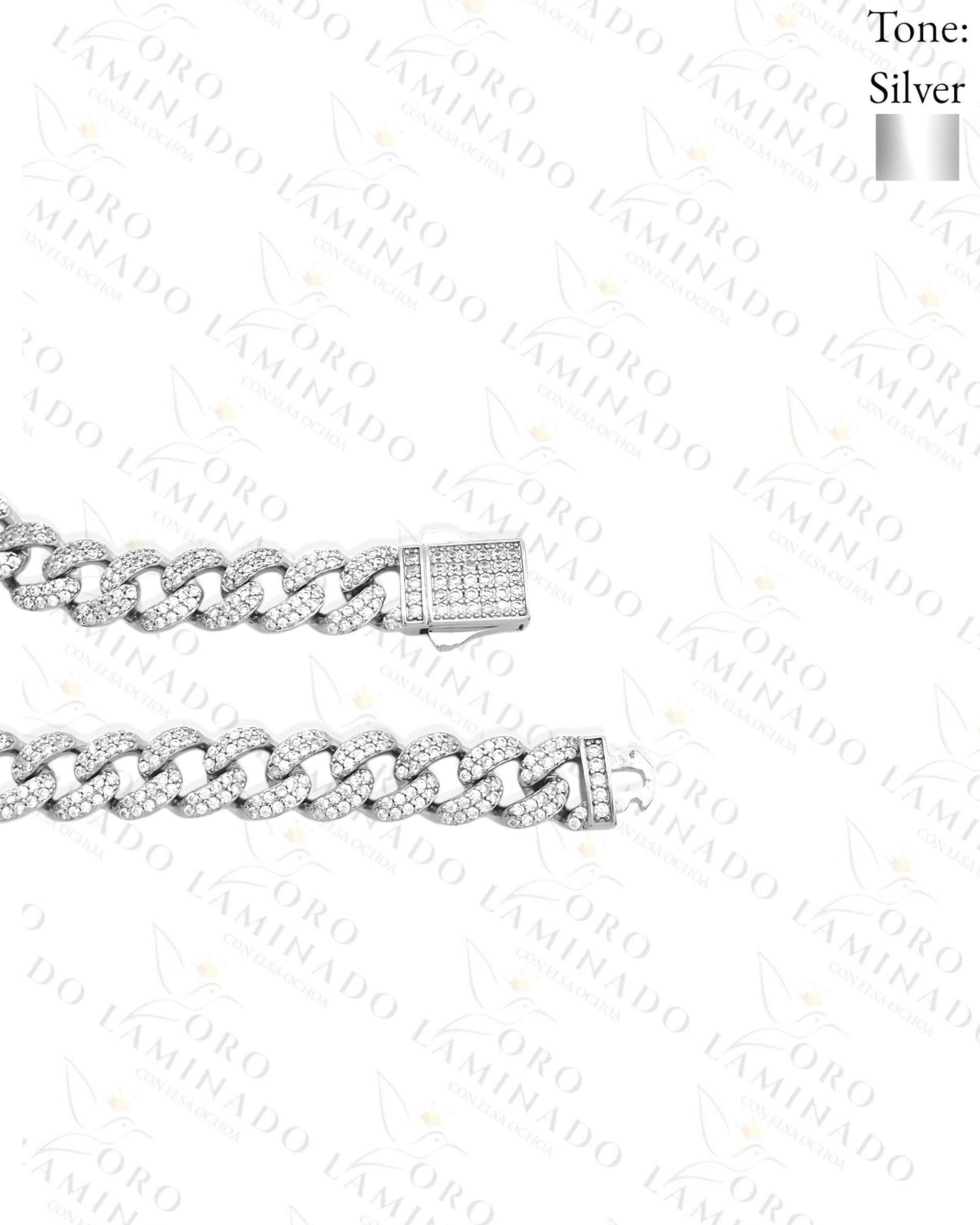 Pave Silver Cuban Bracelet G296