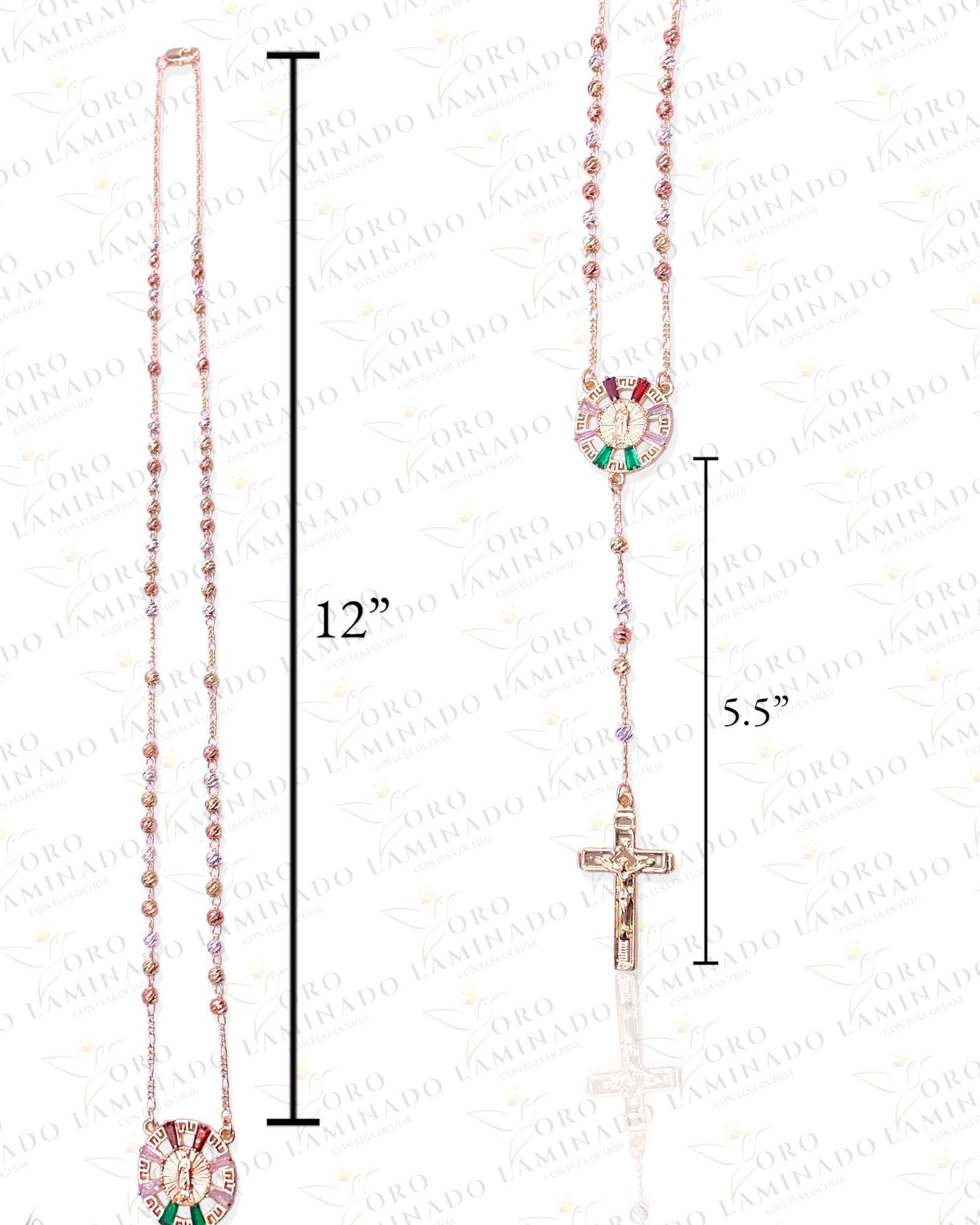 Cut glass rosary of Virgen de Guadalupe B287