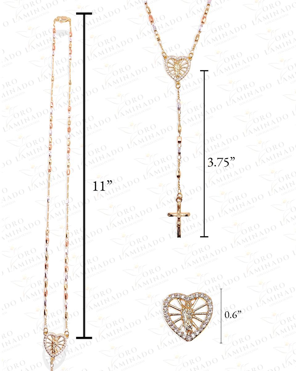 24" Saint Jude Heart Tri-Gold Rosary (Gold Filled) C331