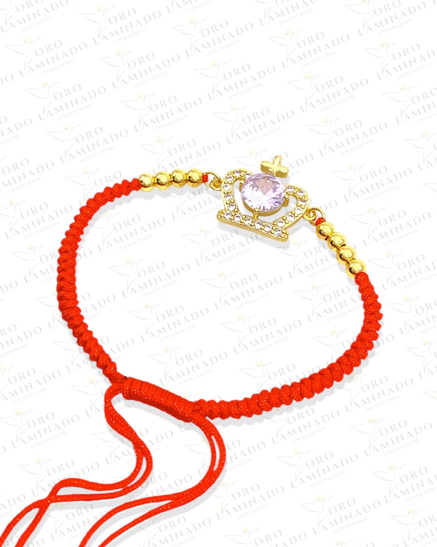 Red bracelet with shiny crown G109