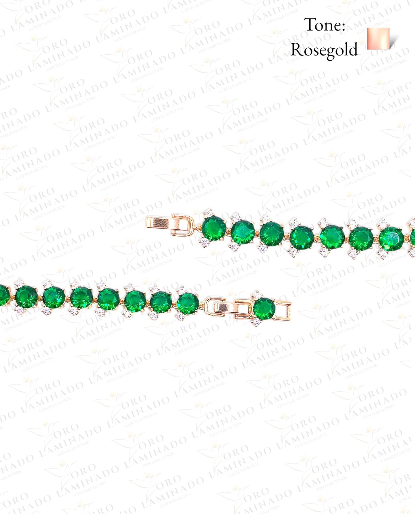 Zirconia Stone Rose Gold Bracelet (18k Gold Filled) Y46
