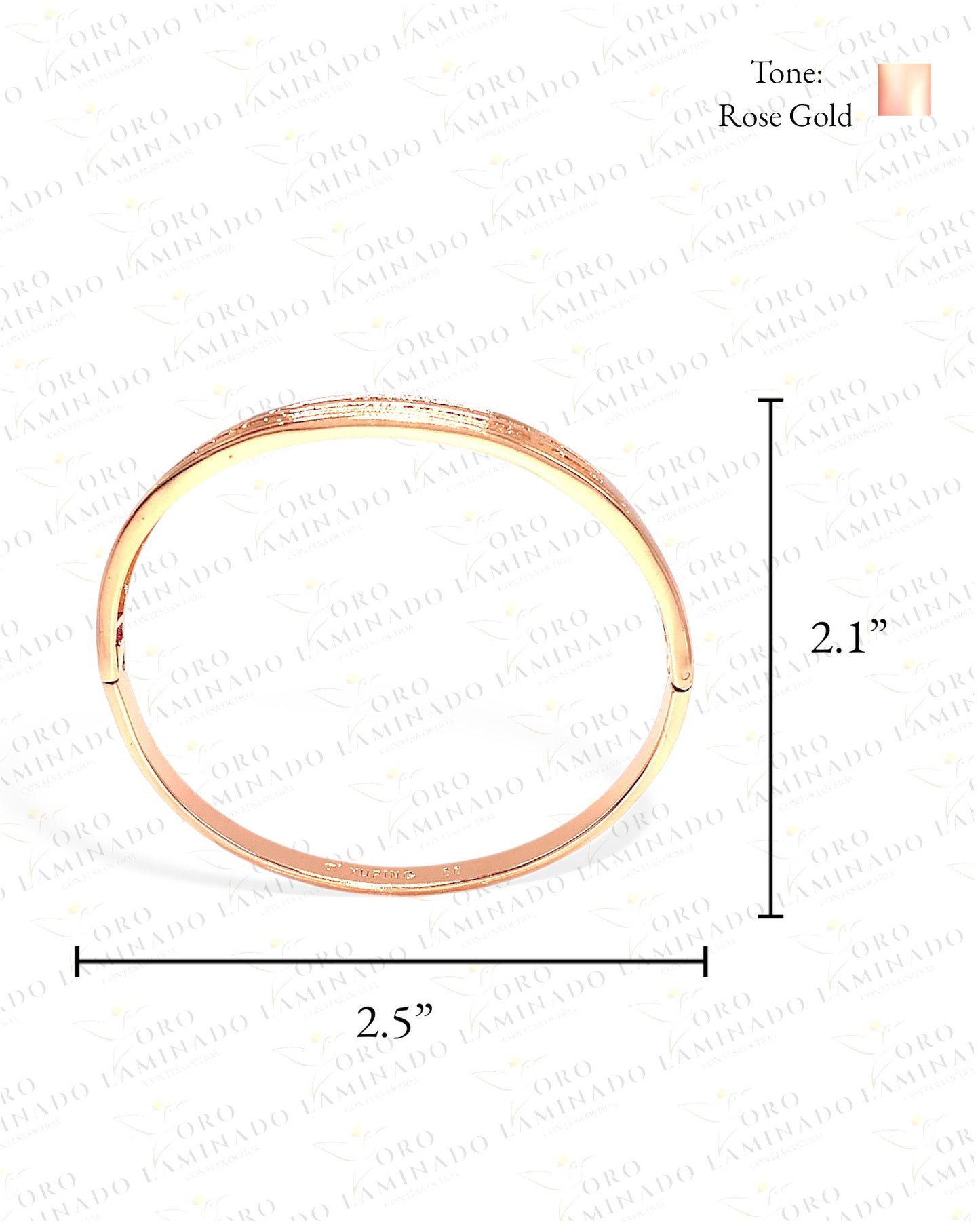 Rose Gold Bangle Bracelet With Zirconia Stone G38